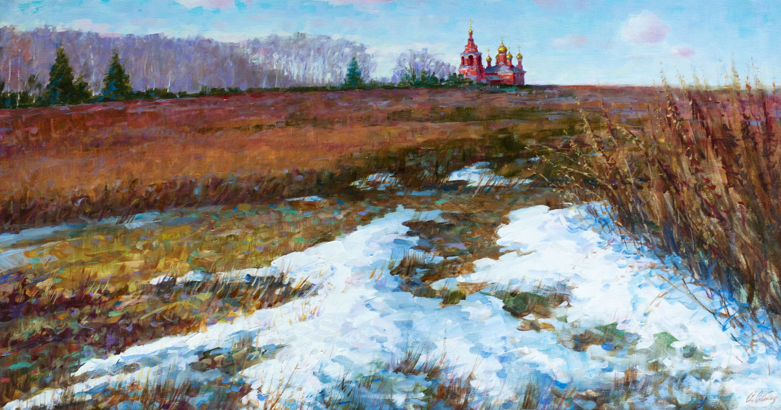 Картина маслом старая Москва холст масло пейзаж известный художник Станислав Скобелев