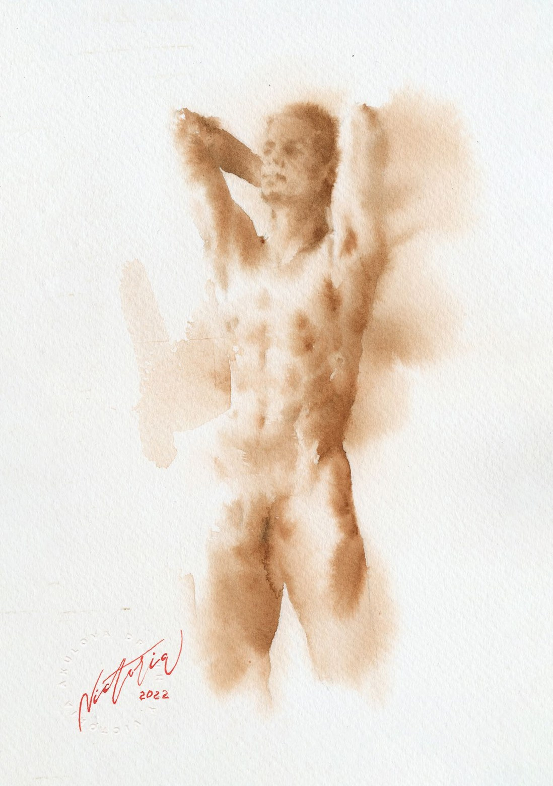 Акварельные работы в монохроме, эротика в акварели