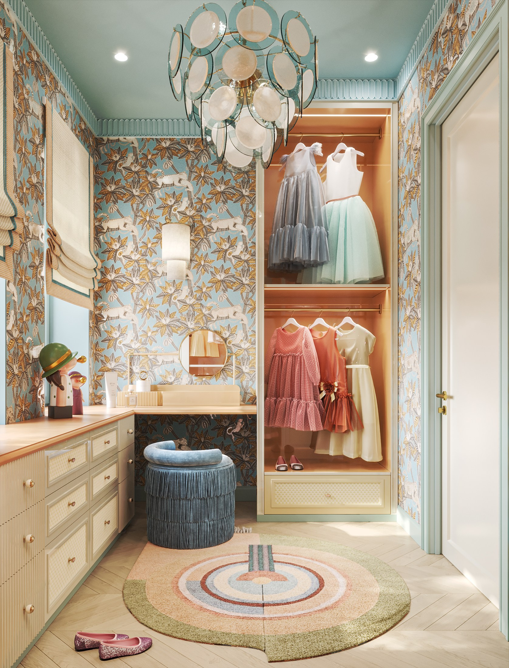 3D visualization of a girl’s dressing room for TADstudio design studio. 3D visualization for architects and designers