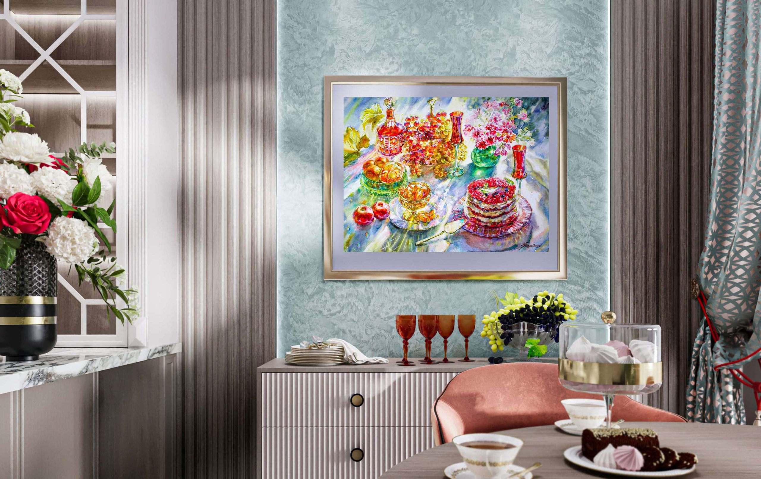 Картина «Важней всего - погода в доме»   художника Галины Поплавской в интерьере 