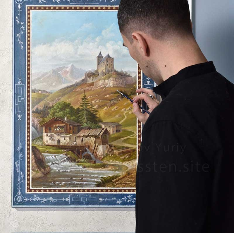 Роспись стен с замком