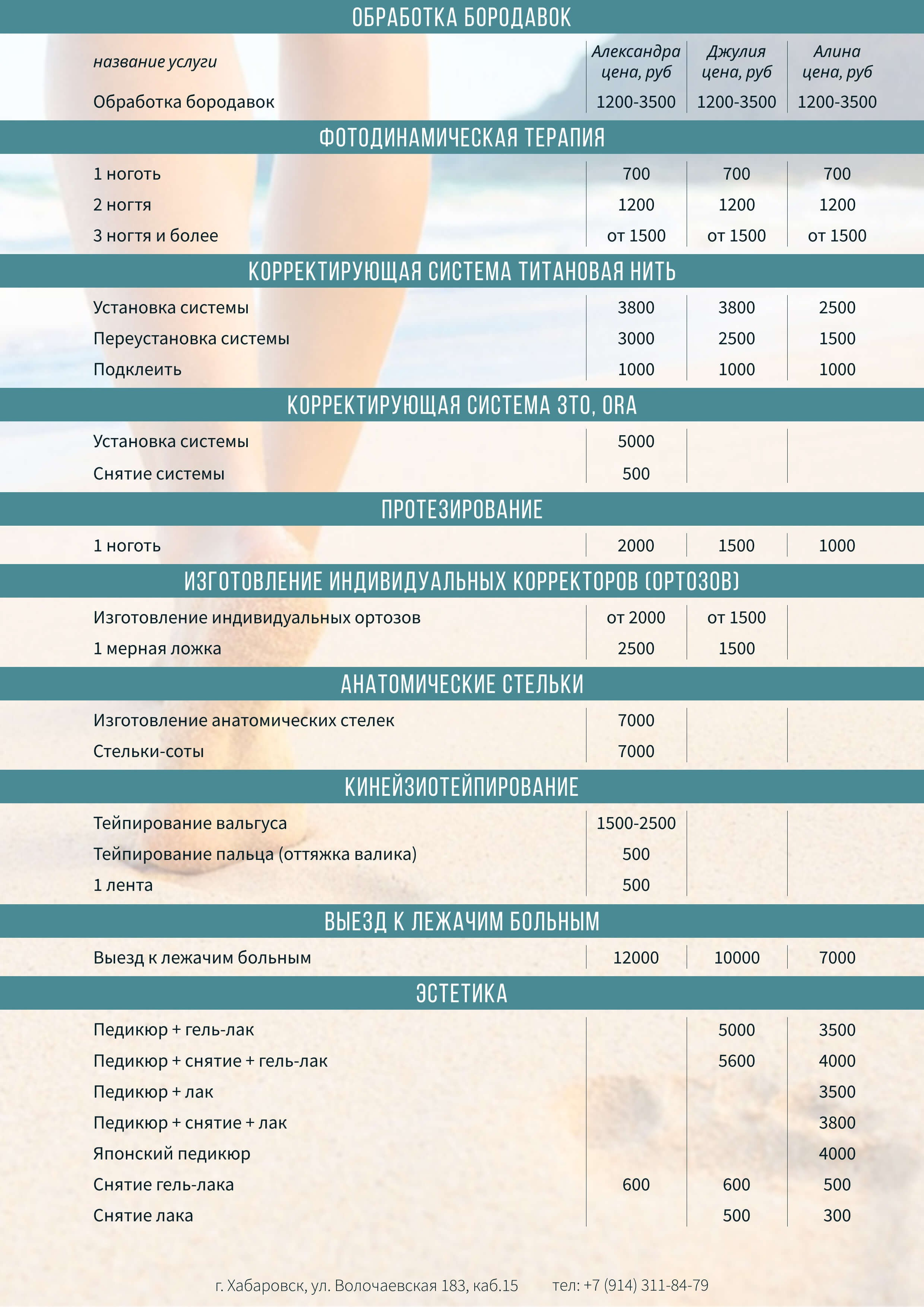 Цены на услуги подолога Хабаровск. Подолог г. Хабаровск — центр здоровой стопы «FOOTTIME»