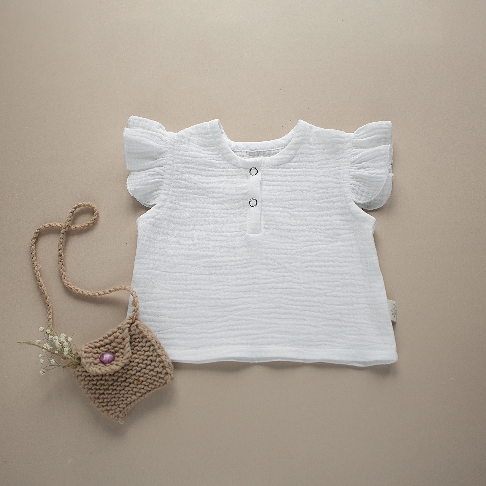 N-030 Блузка с рукавами-крылышками 68. Эко-одежда для детей