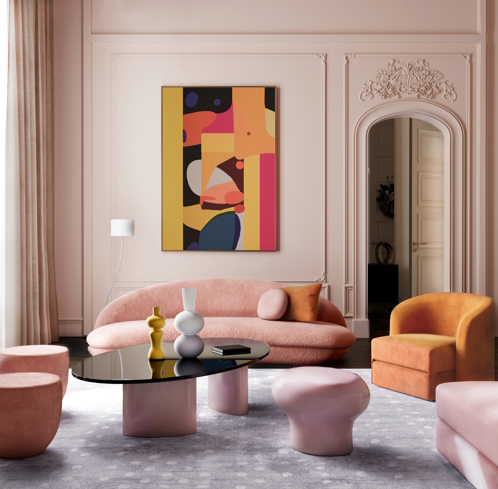 3D визуализация интерьера в неоклассическом стиле