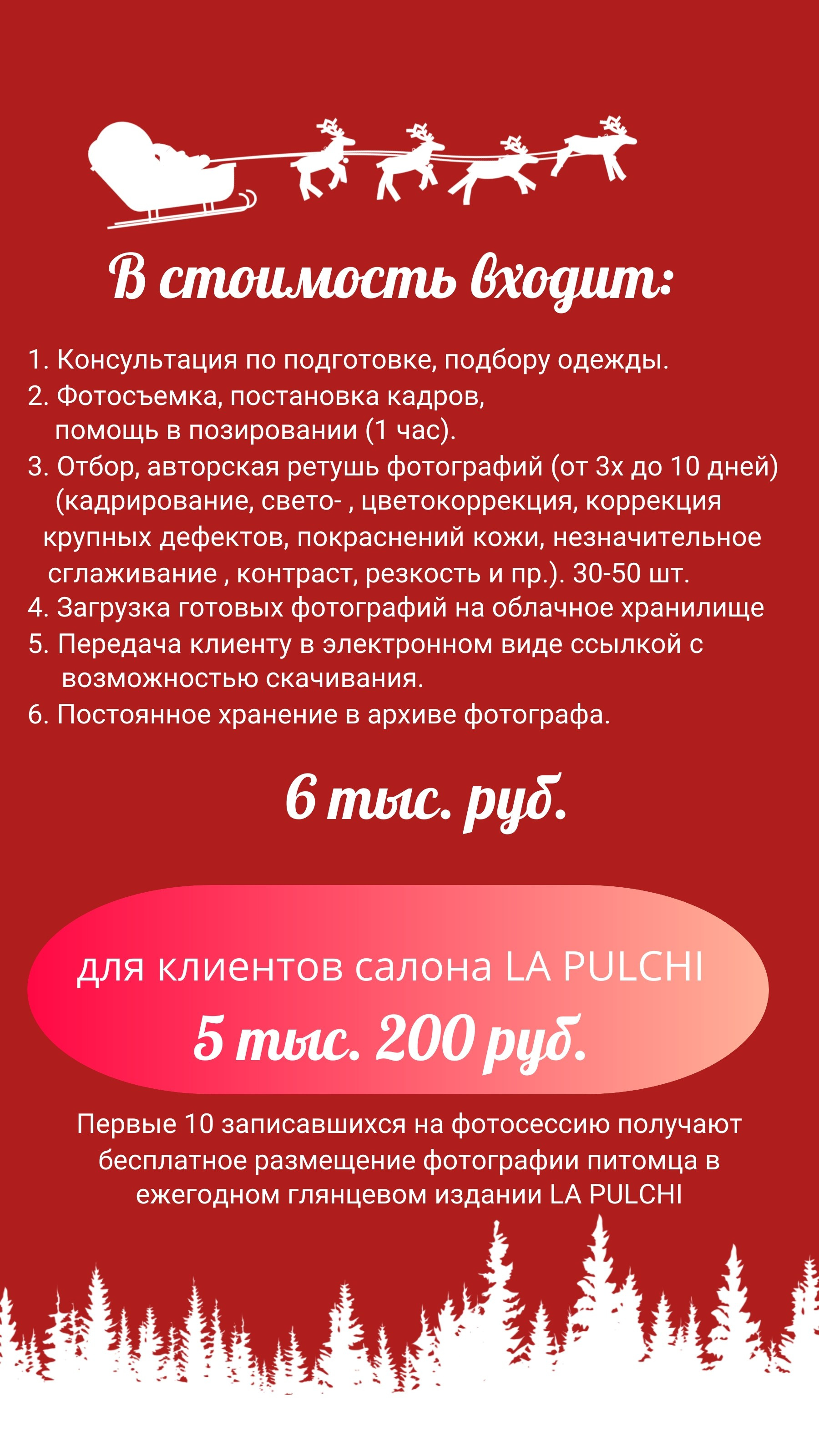 ПРАЙС НОВОГОДНИЕ ФОТОСЕССИИ С ПИТОМЦАМИ