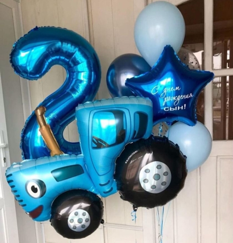 Шары с синими цифрами. Студия праздничного декора