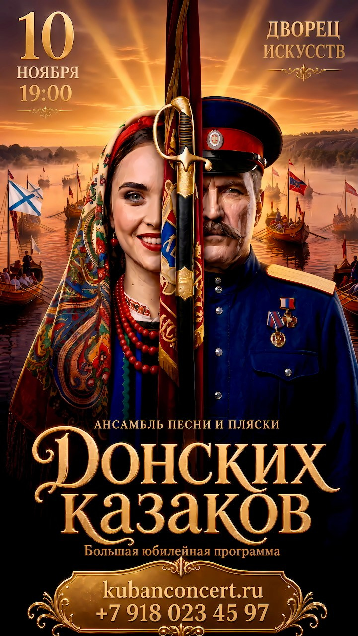 Юбилейный концерт ансамбля песни и пляски ДОНСКИХ КАЗАКОВ в Краснодаре 10 ноября. Кубань-Концерт