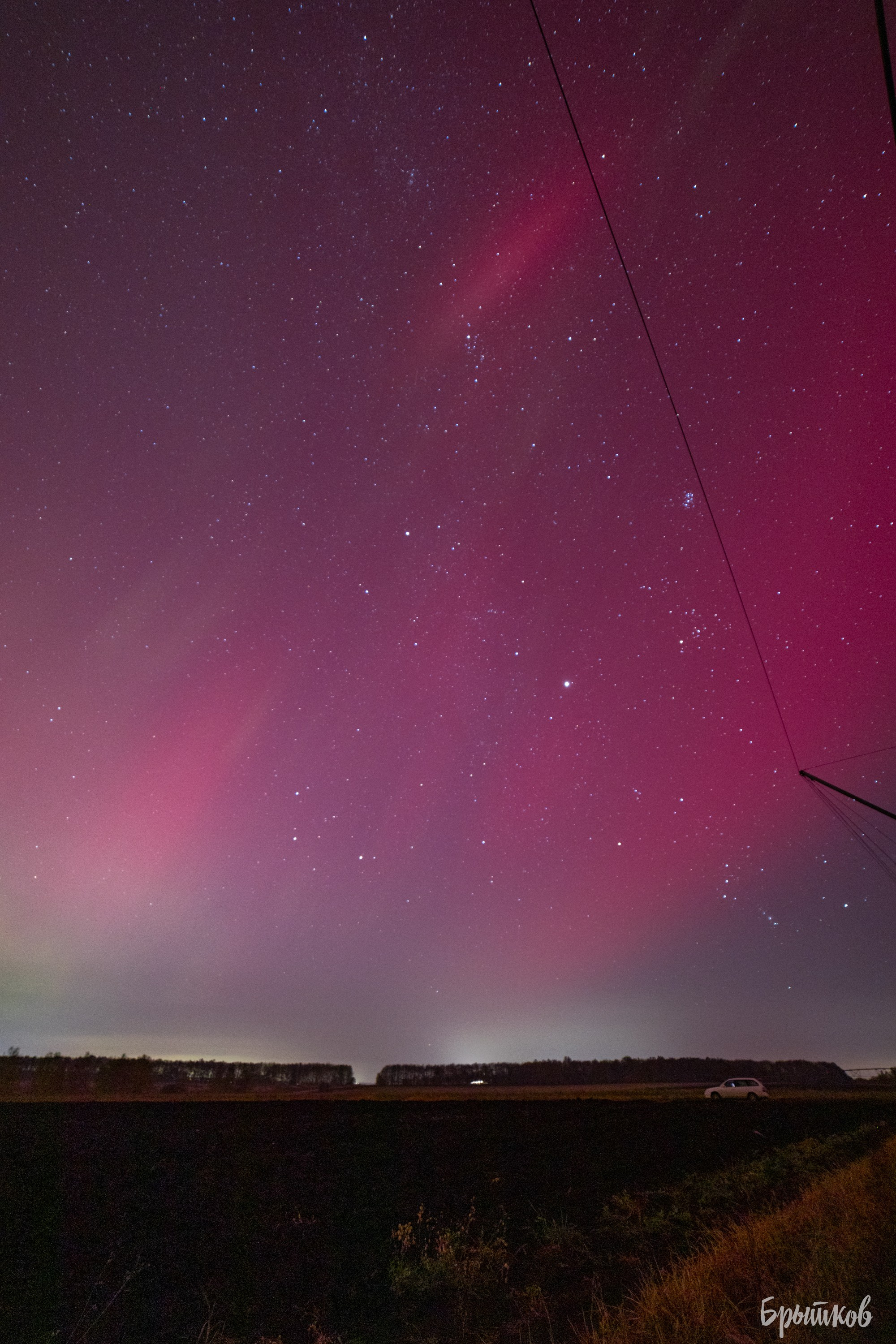 Полярное сияние в Тульской области, аврора, Брытков Николай