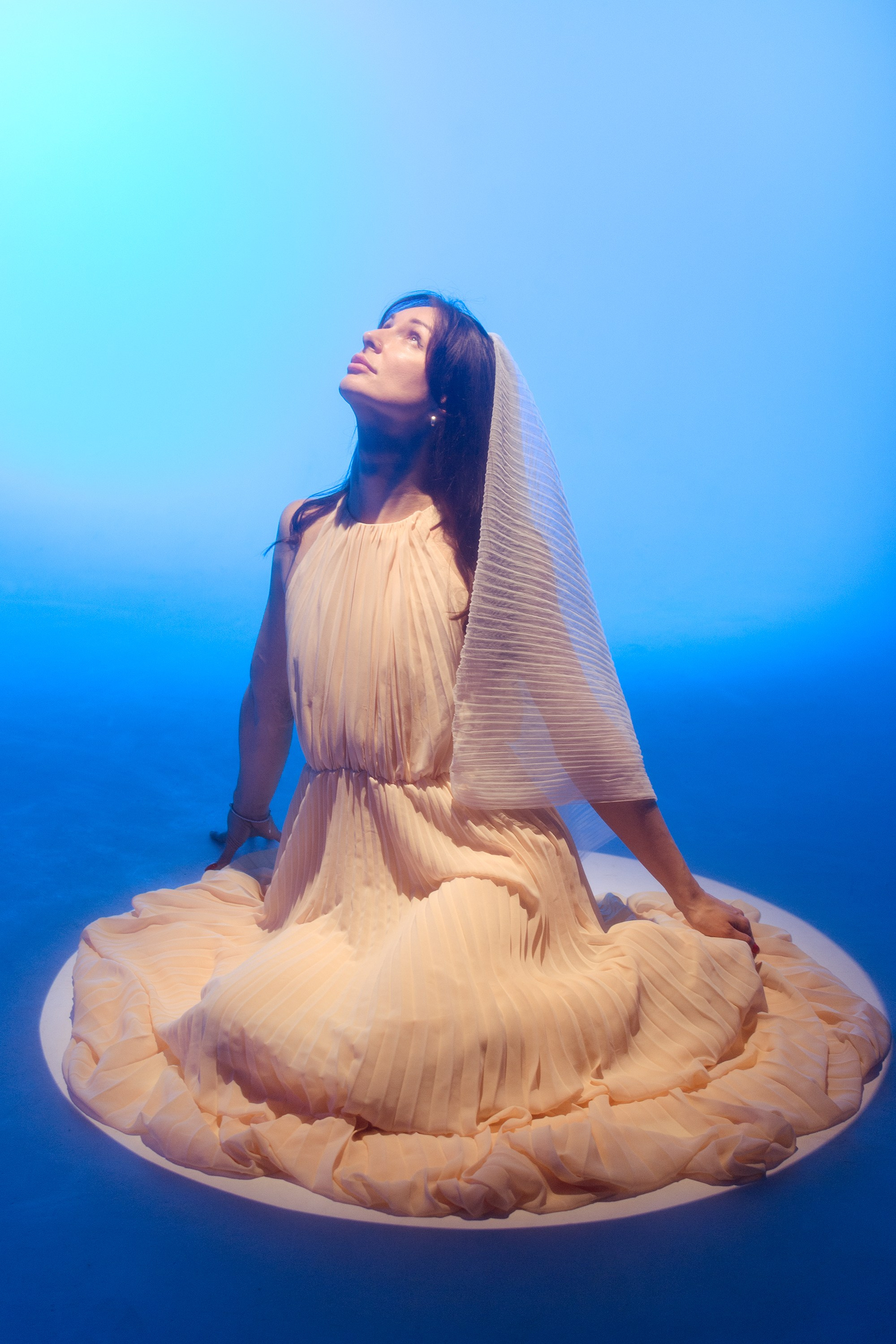 Длинное плесированное платье. Фотограф в Москве и Щелково Люся Фоминых