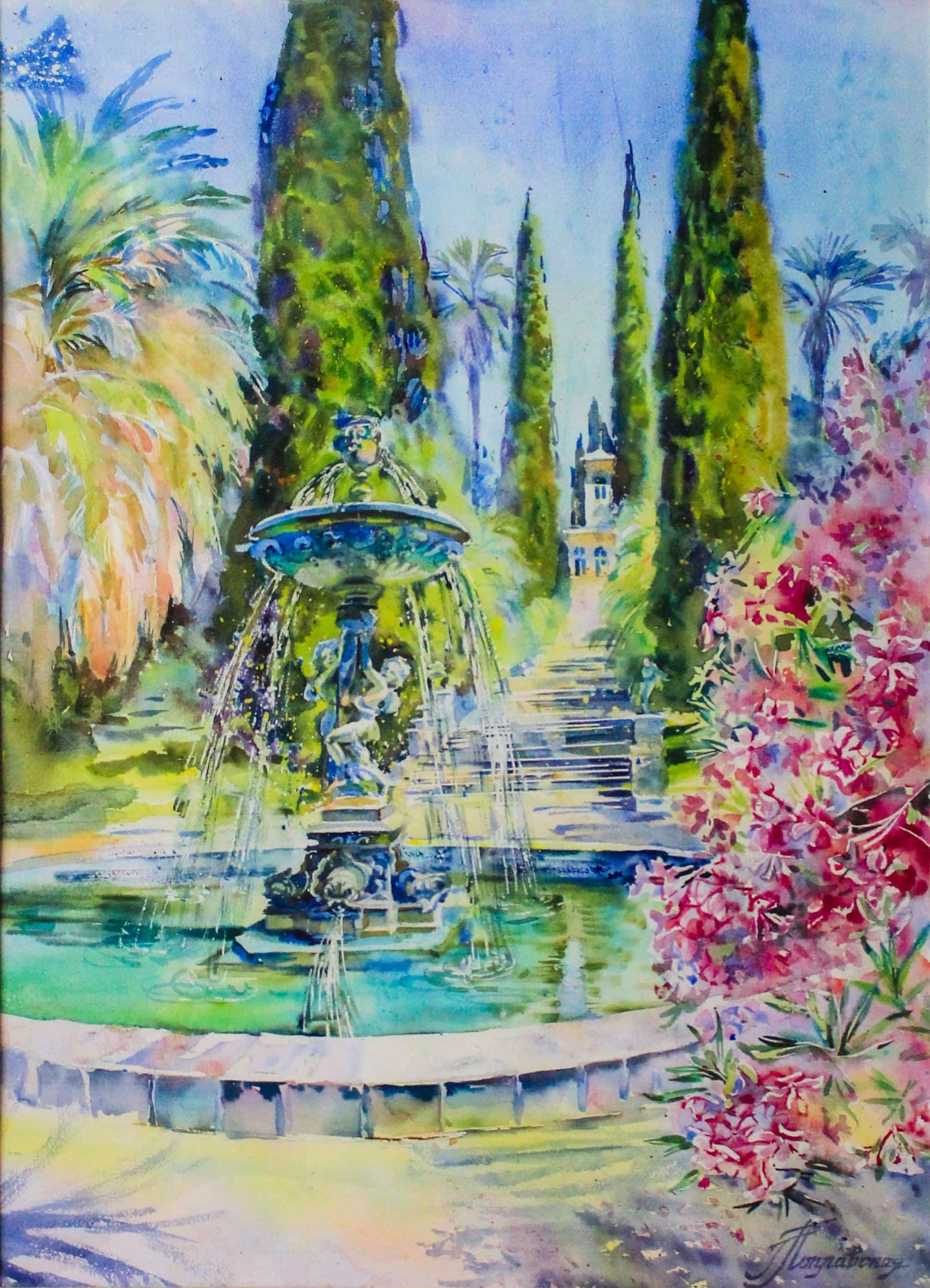 «Сочинский Дендрарий. Фонтан». Свет акварели Галины Поплавской