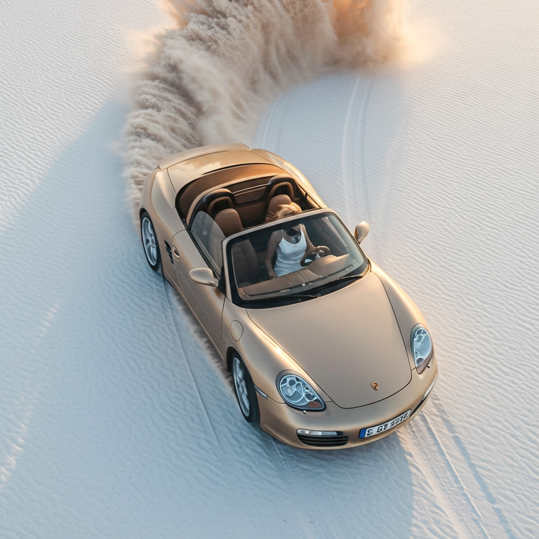 Белый порше в пустыне