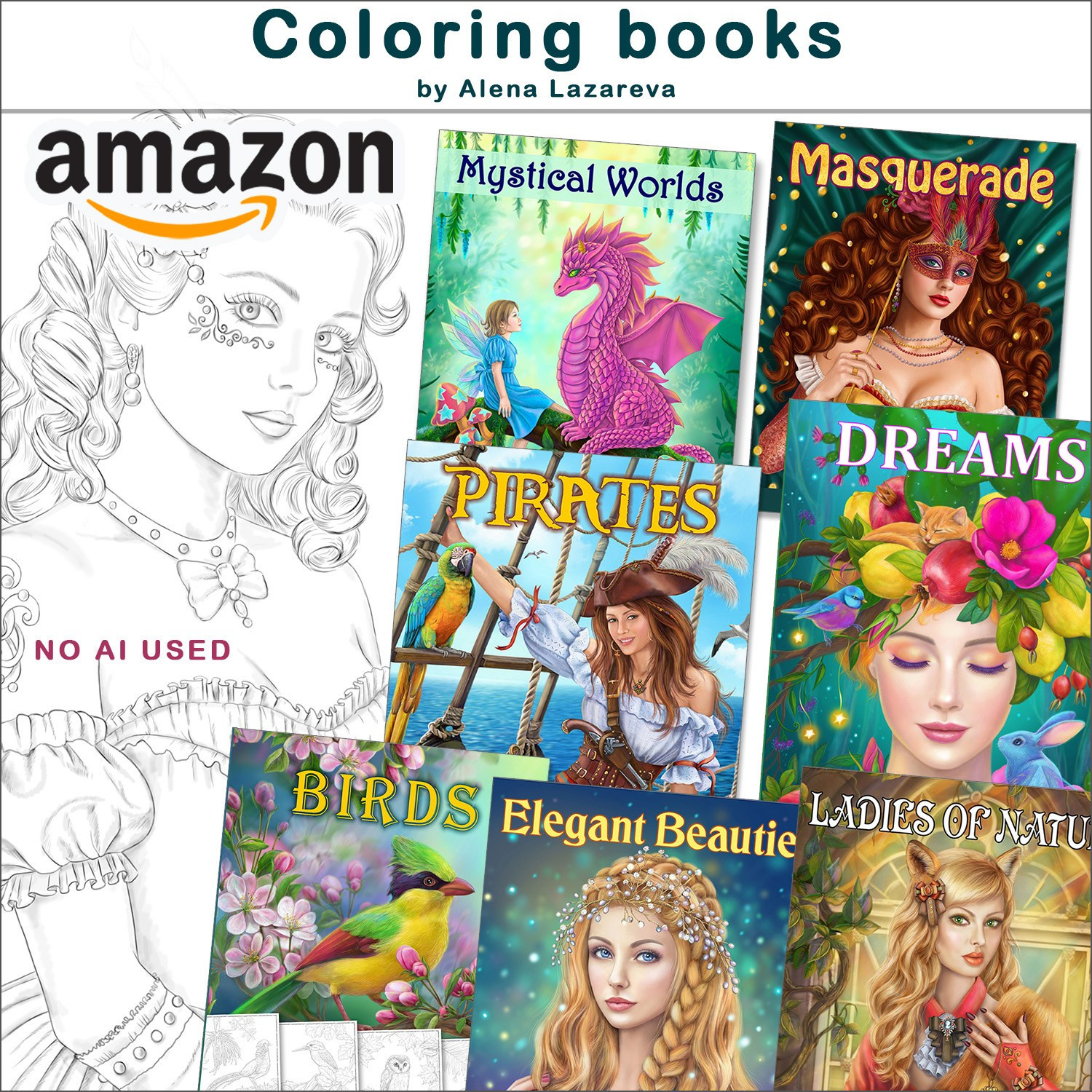 Coloring books by artist Alena Lazareva. Alena Lazareva artist & pattern design