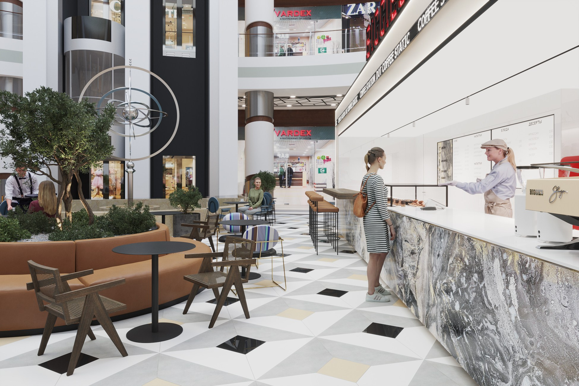 BIGGIES / кофейня, 650 м² (1). Rezells Architects — студия дизайна жилых и коммерческих интерьеров