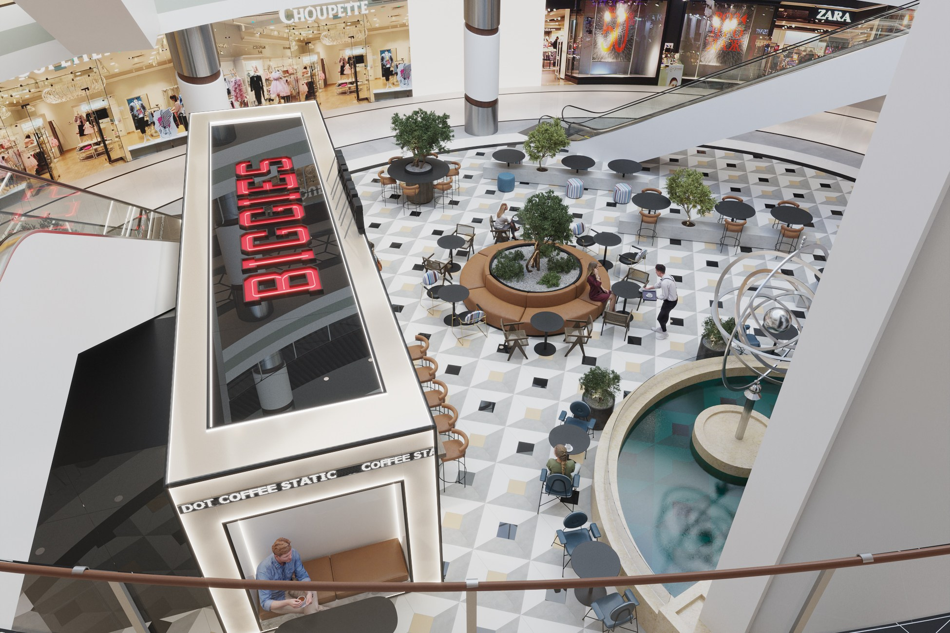 BIGGIES / кофейня, 650 м² (1). Rezells Architects — студия дизайна жилых и коммерческих интерьеров