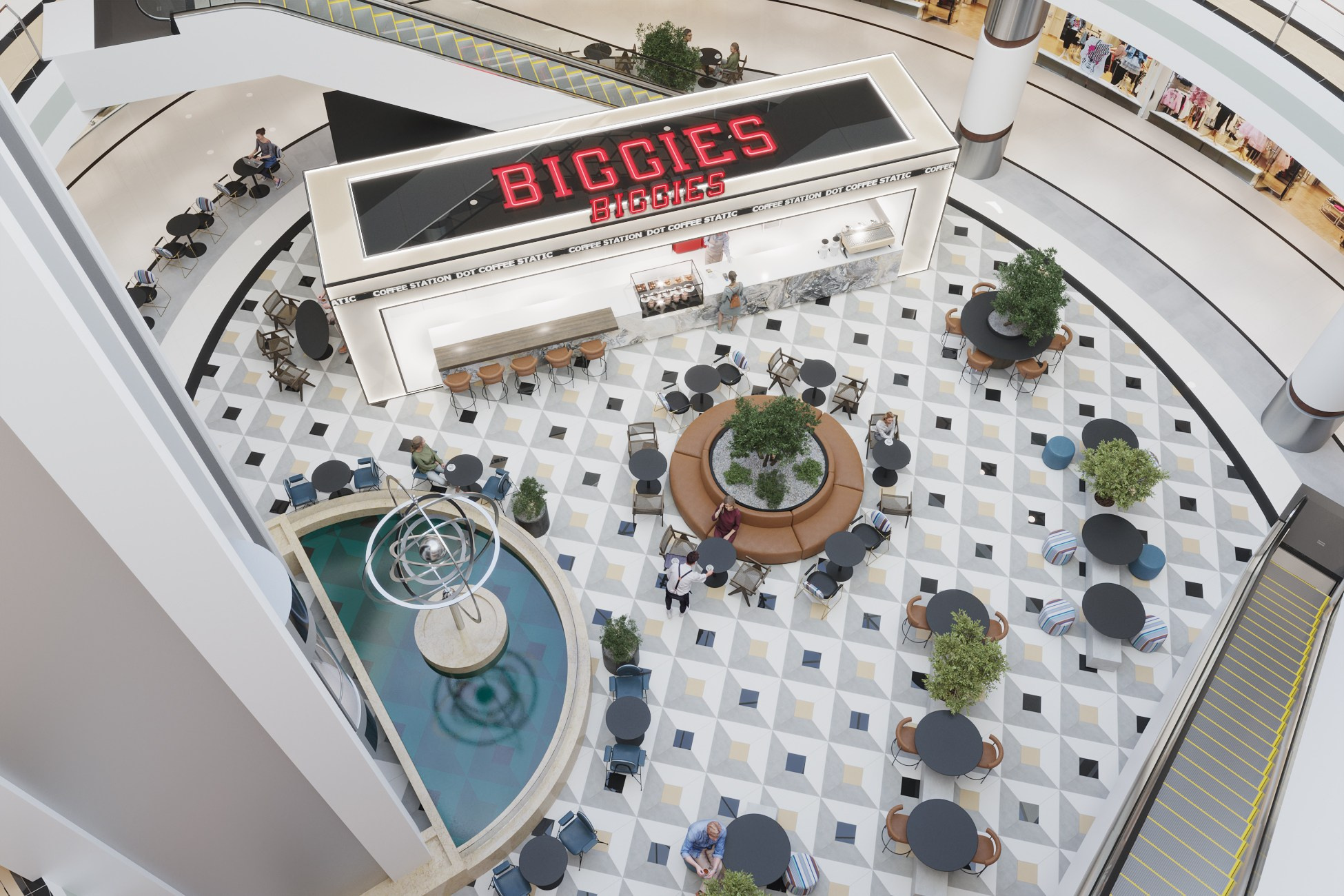 BIGGIES / кофейня, 650 м² (1). Rezells Architects — студия дизайна жилых и коммерческих интерьеров