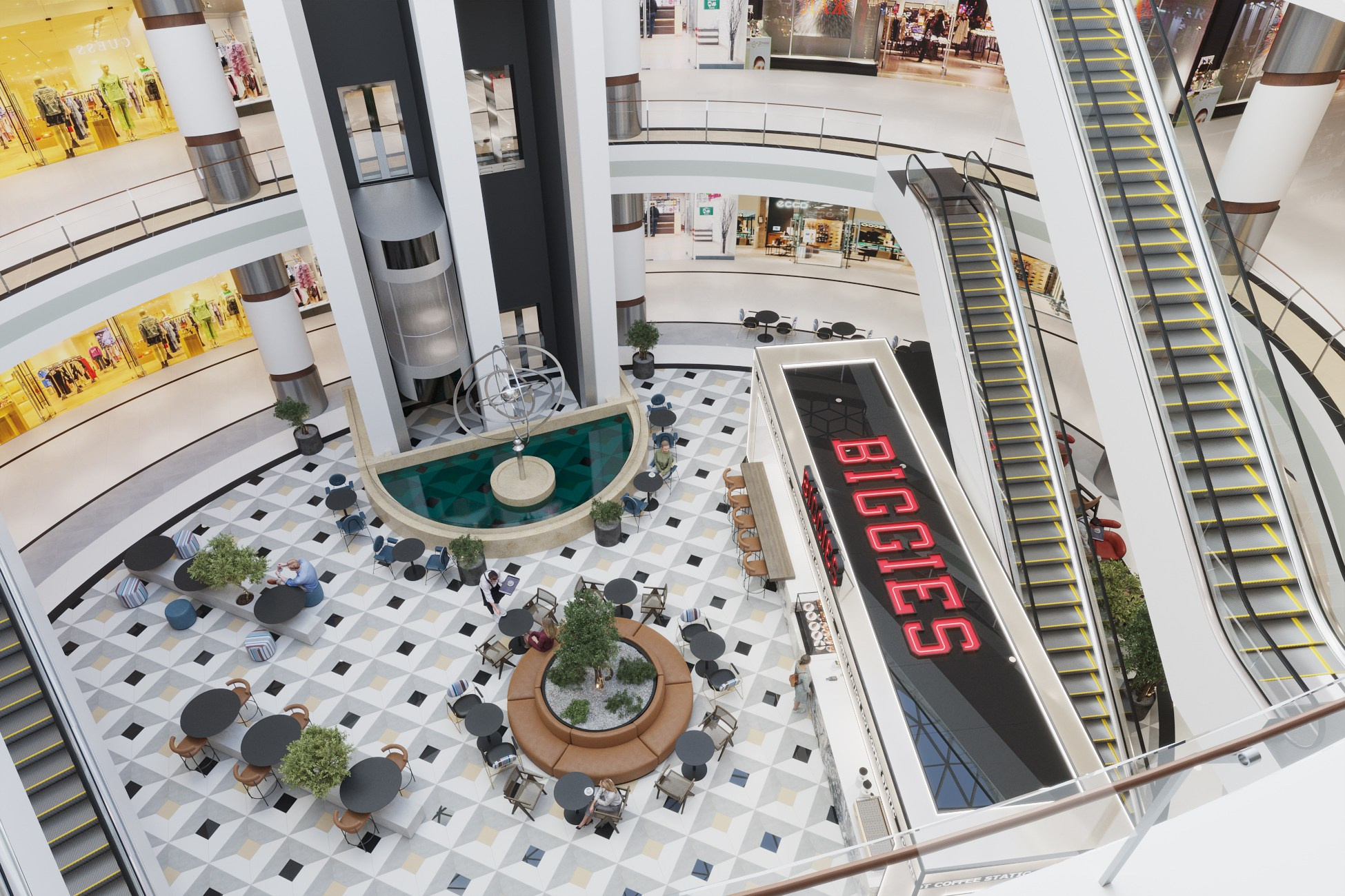 BIGGIES / кофейня, 650 м² (1). Rezells Architects — студия дизайна жилых и коммерческих интерьеров