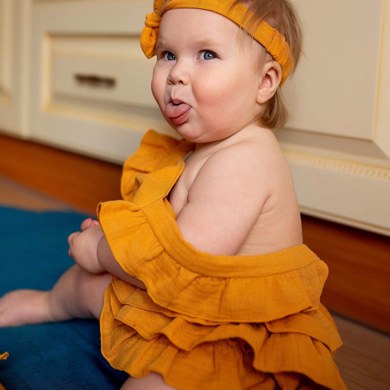 018 Ромпер с воланами. Эко-одежда для детей