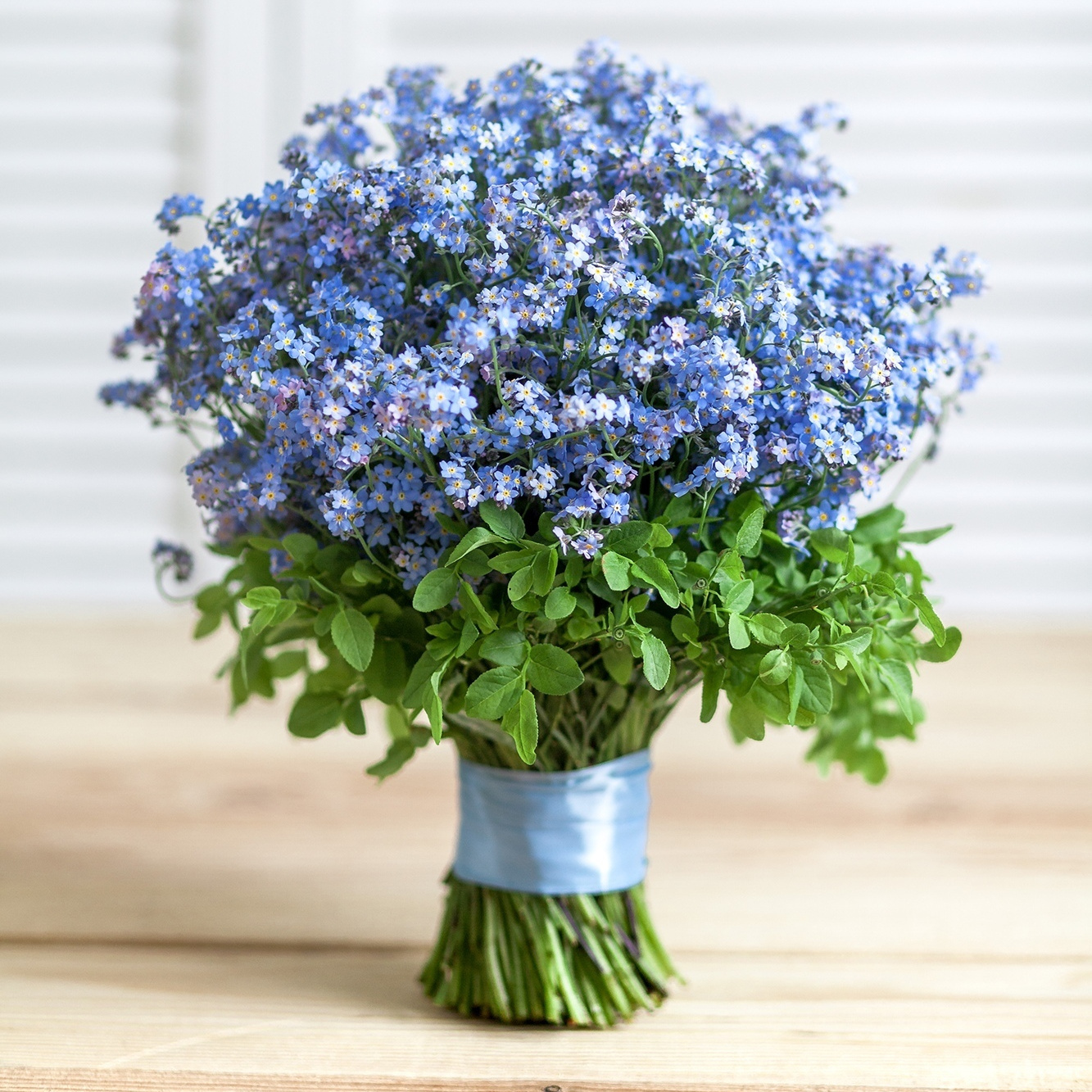 Свадебный букет из незабудок. Голубой букет невесты. Флорист Маргарита Гладкова