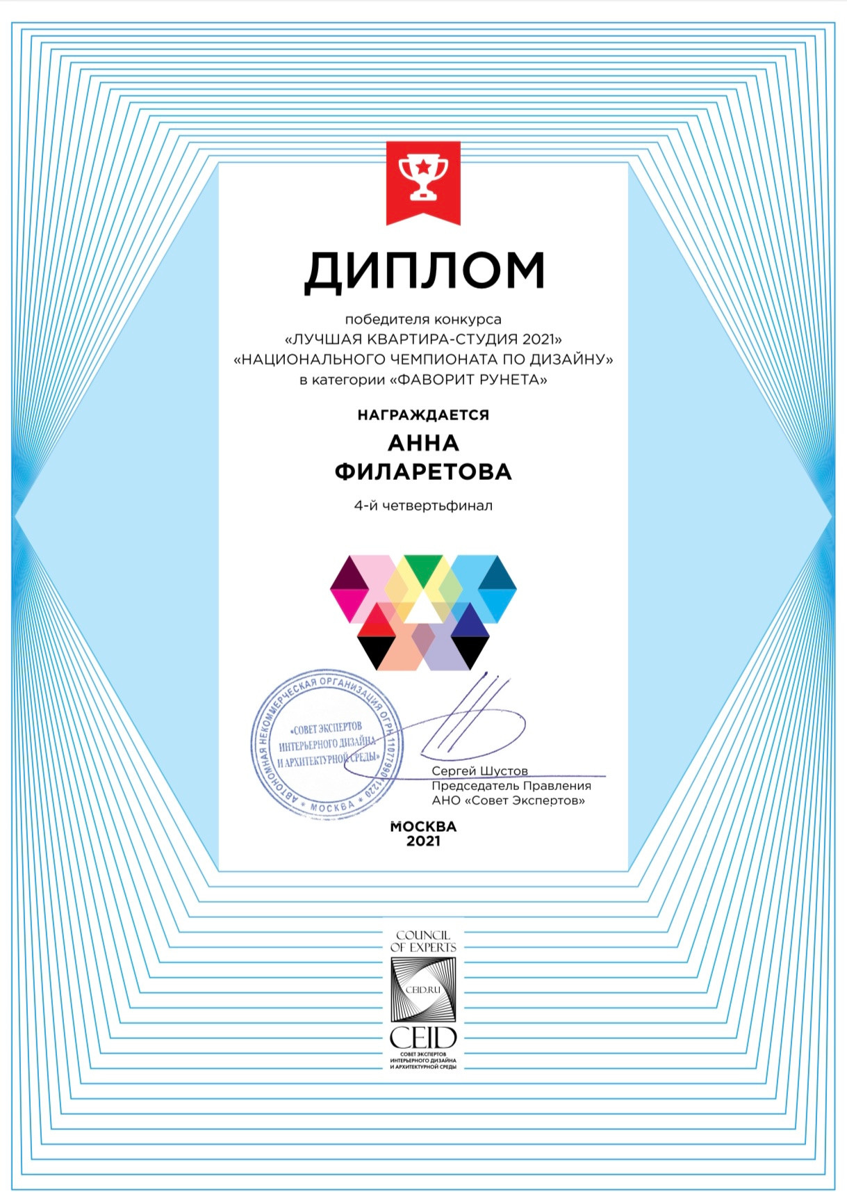 Награды и признание Анны Филаретовой | Достижения в дизайне