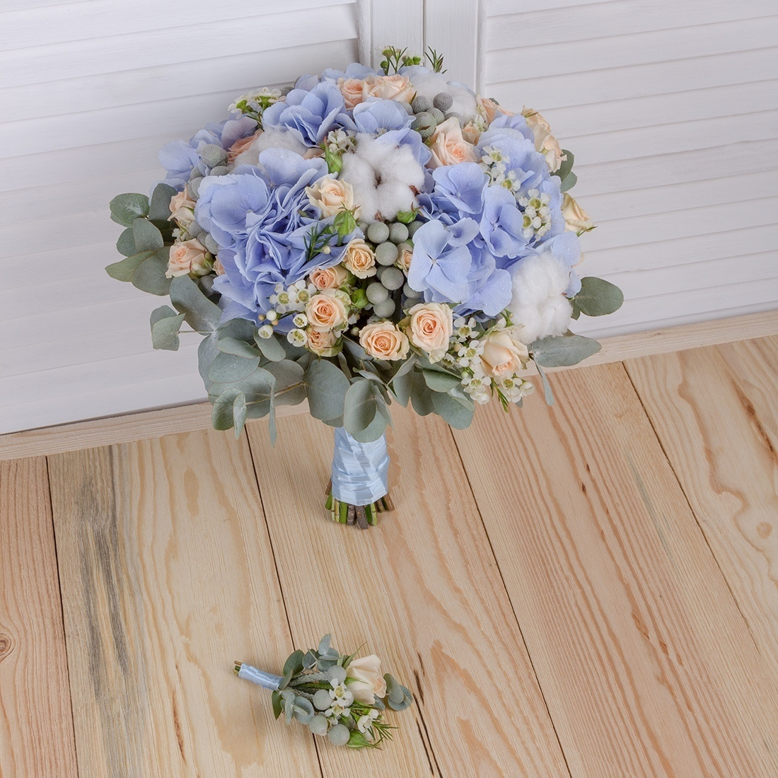 Голубой свадебный букет от Маргариты Гладковой