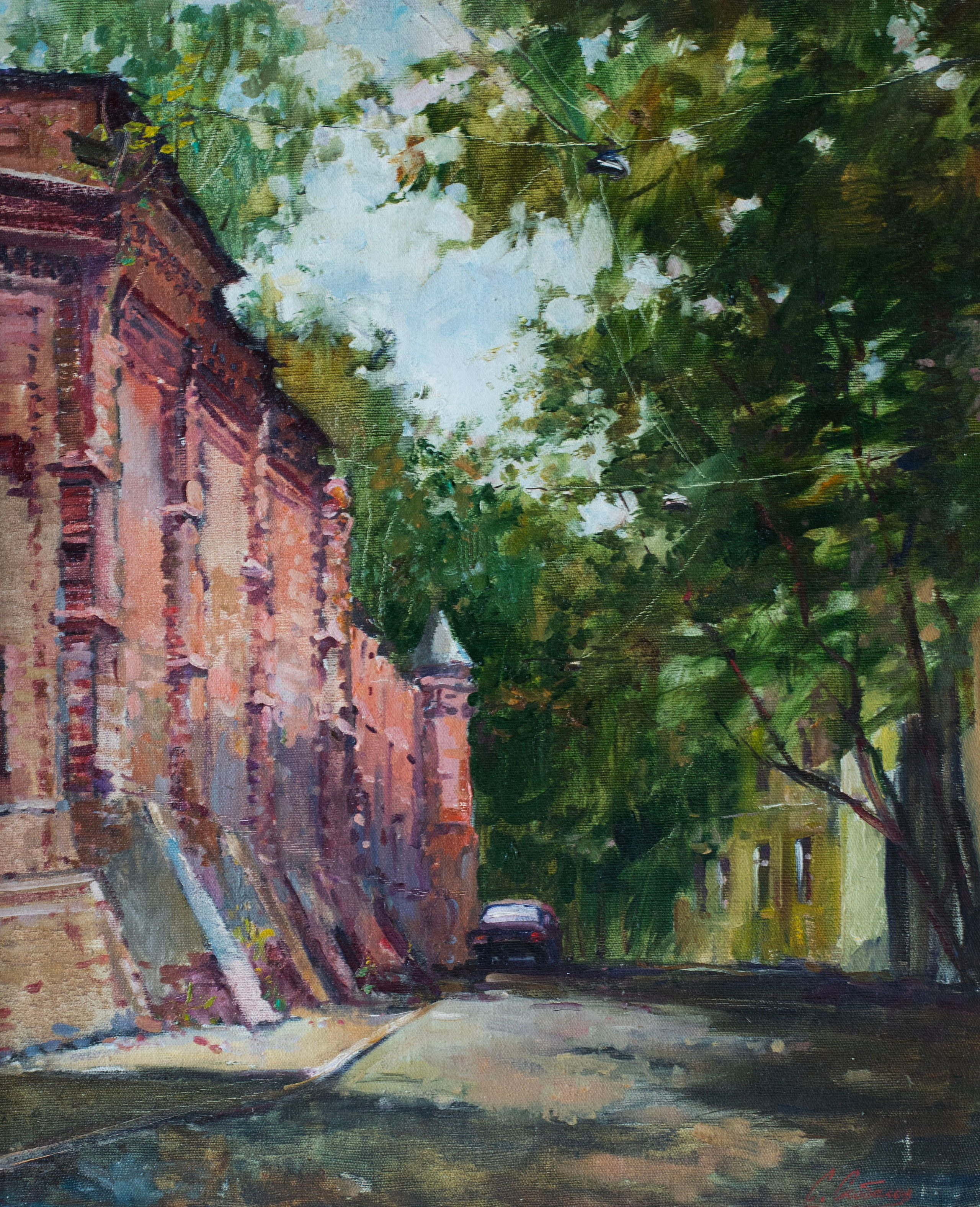 Картина маслом старая Москва, холст масло, городской пейзаж художник Станислав Скобелев