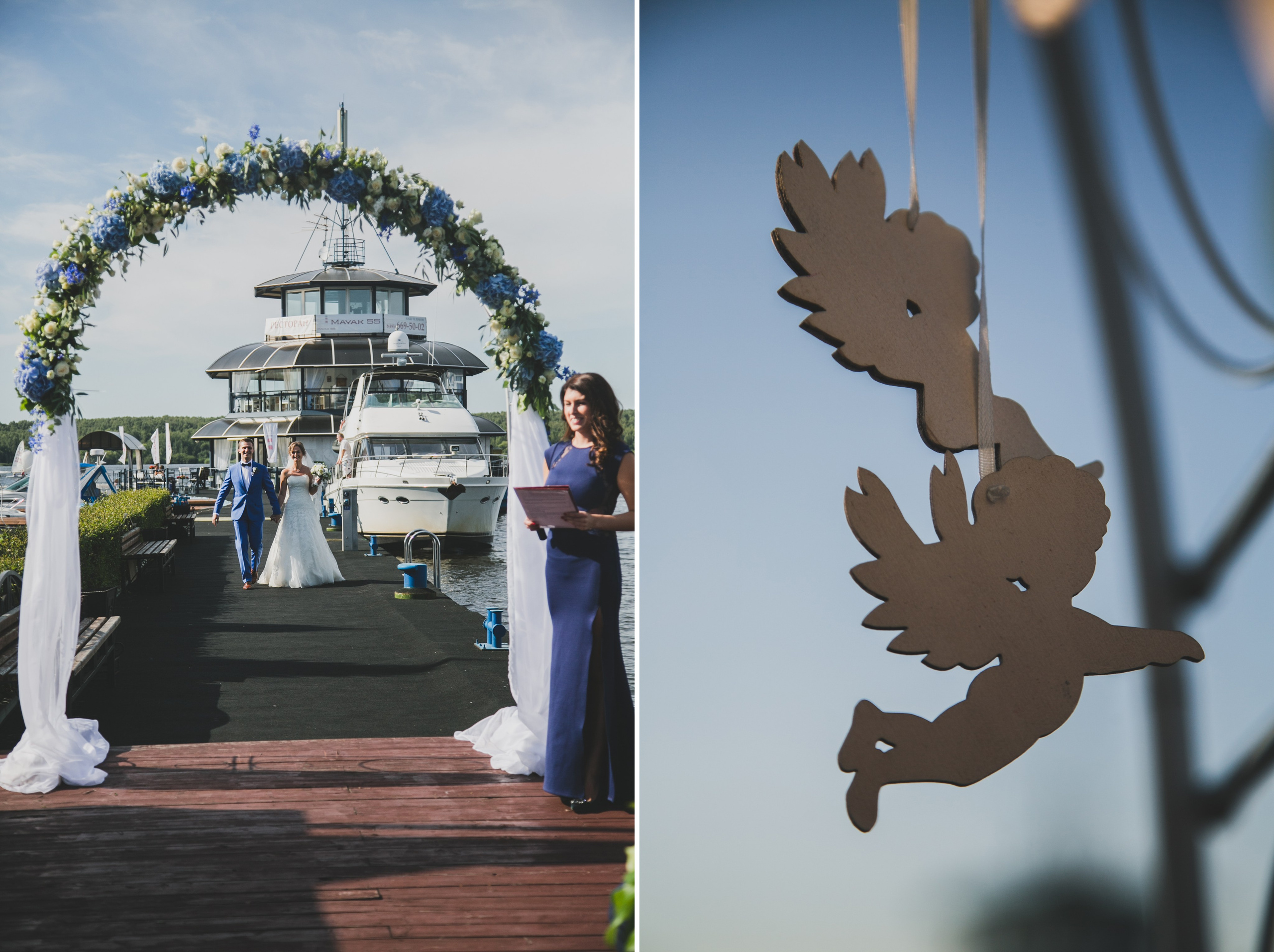 Видеограф на свадьбе снимает на яхте, забронировать дату съёмки свадьбы можно на сайте