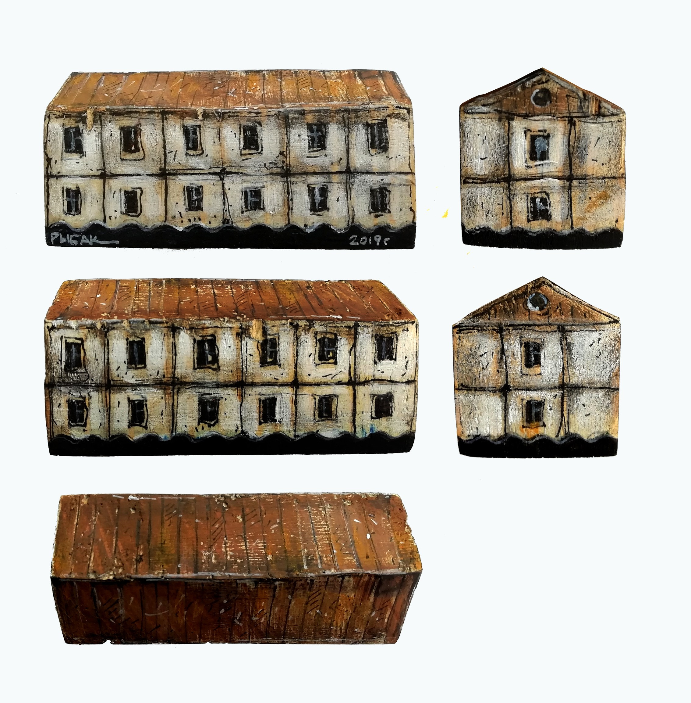 Двухэтажка коммуналка. Художник Рыбак Николай