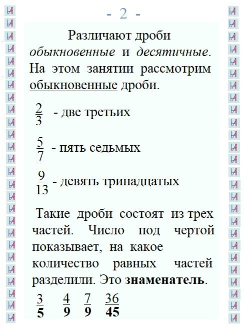 Состав и чтение обыкновенных дробей. Matryoshka64