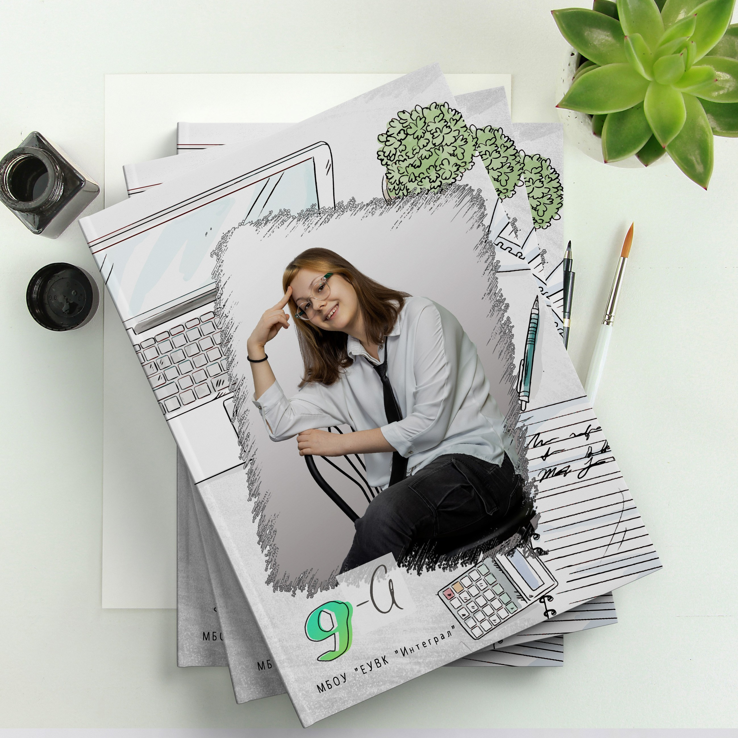 Школьный альбом (фотокнига), дизайн «Скетч». Школьный фотограф в Евпатории