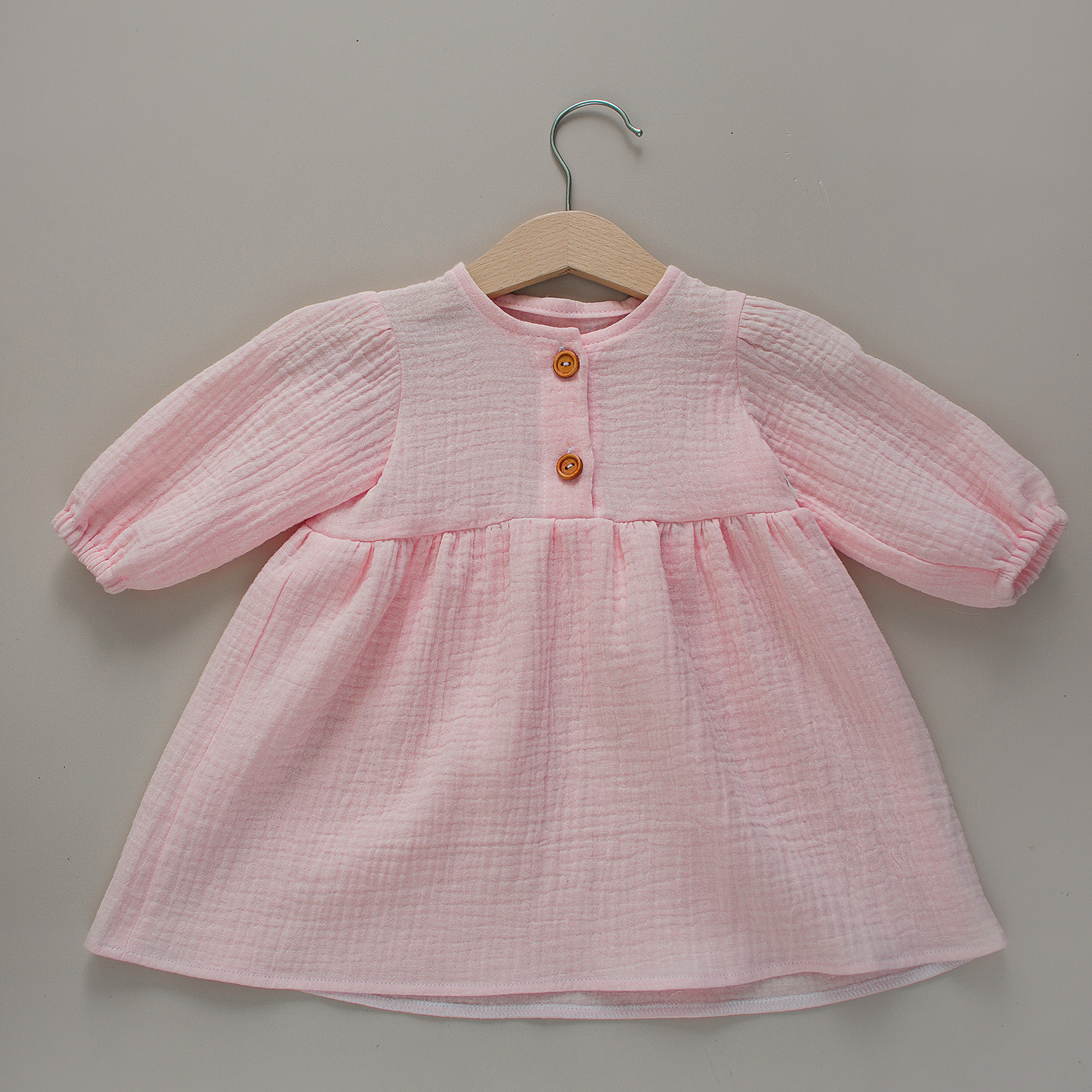 N-009 Платье со съемным воротничком, 74, розовое. Эко-одежда для детей