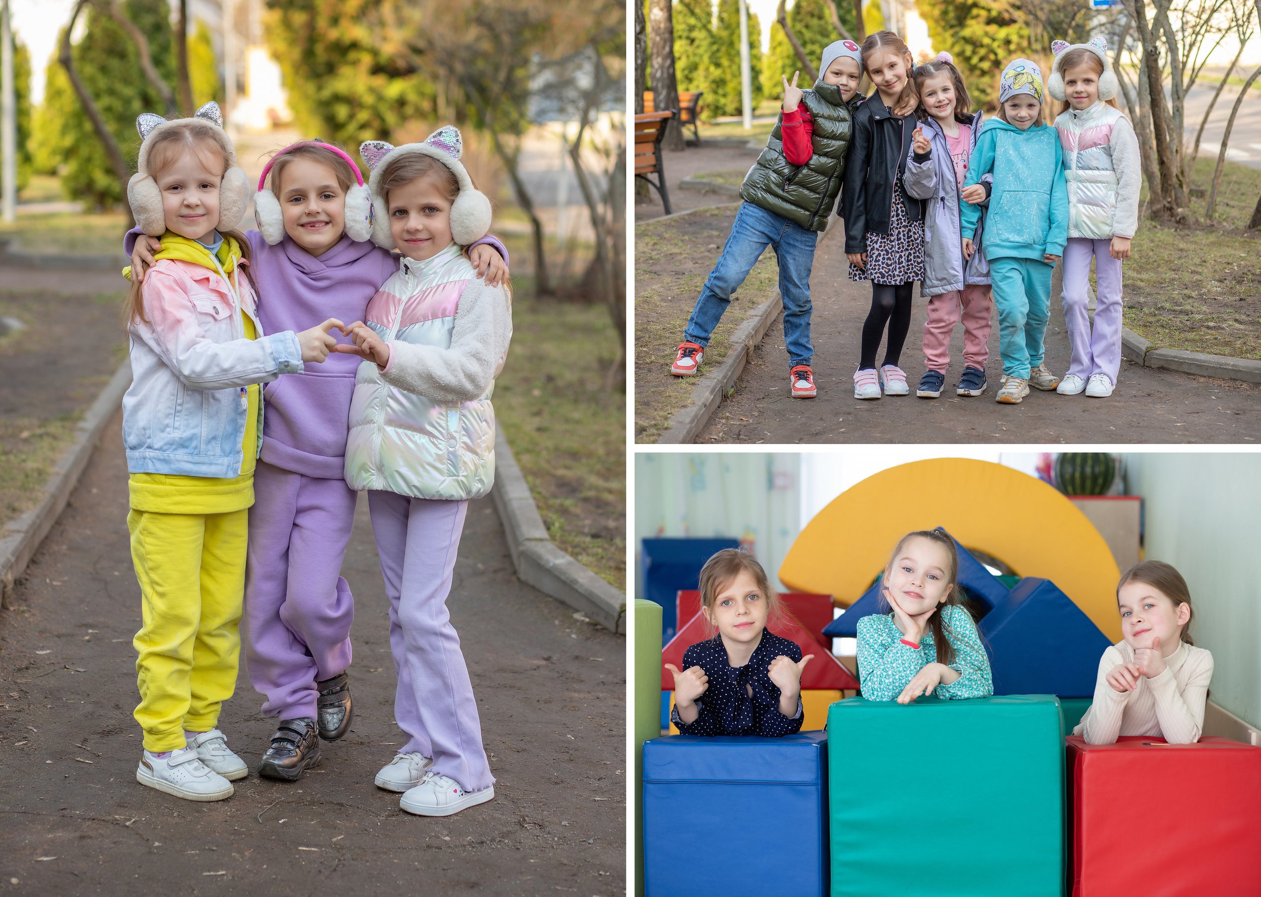 Фотосессия с друзьями для выпускников детского сада на улице и в группе