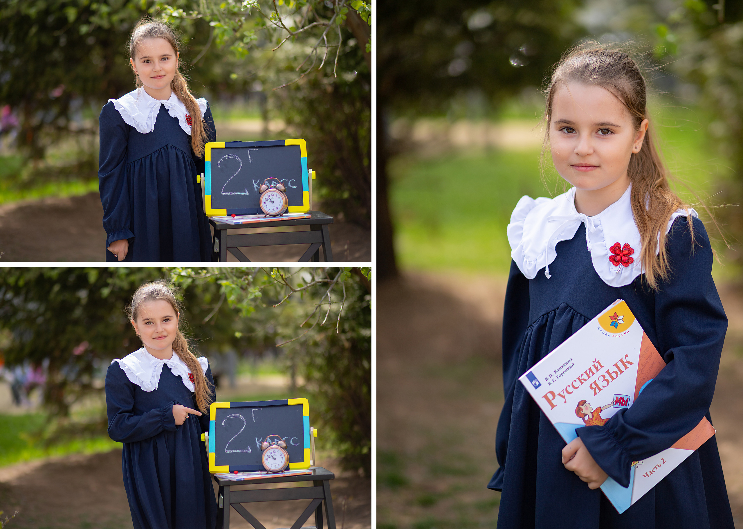 Школьница на фотосессии для первоклассников