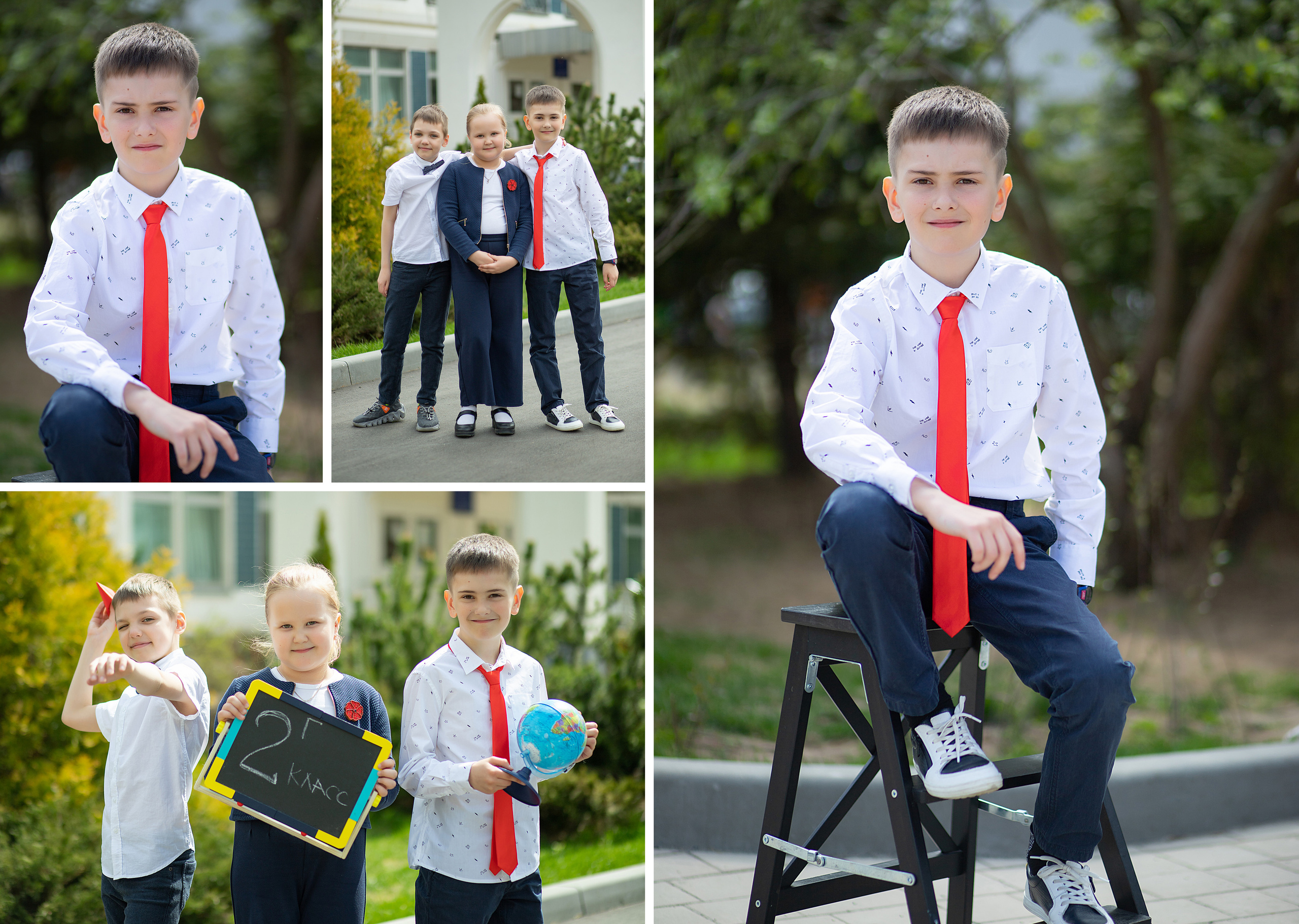 Коллаж фотографий со школьниками для альбома выпускника