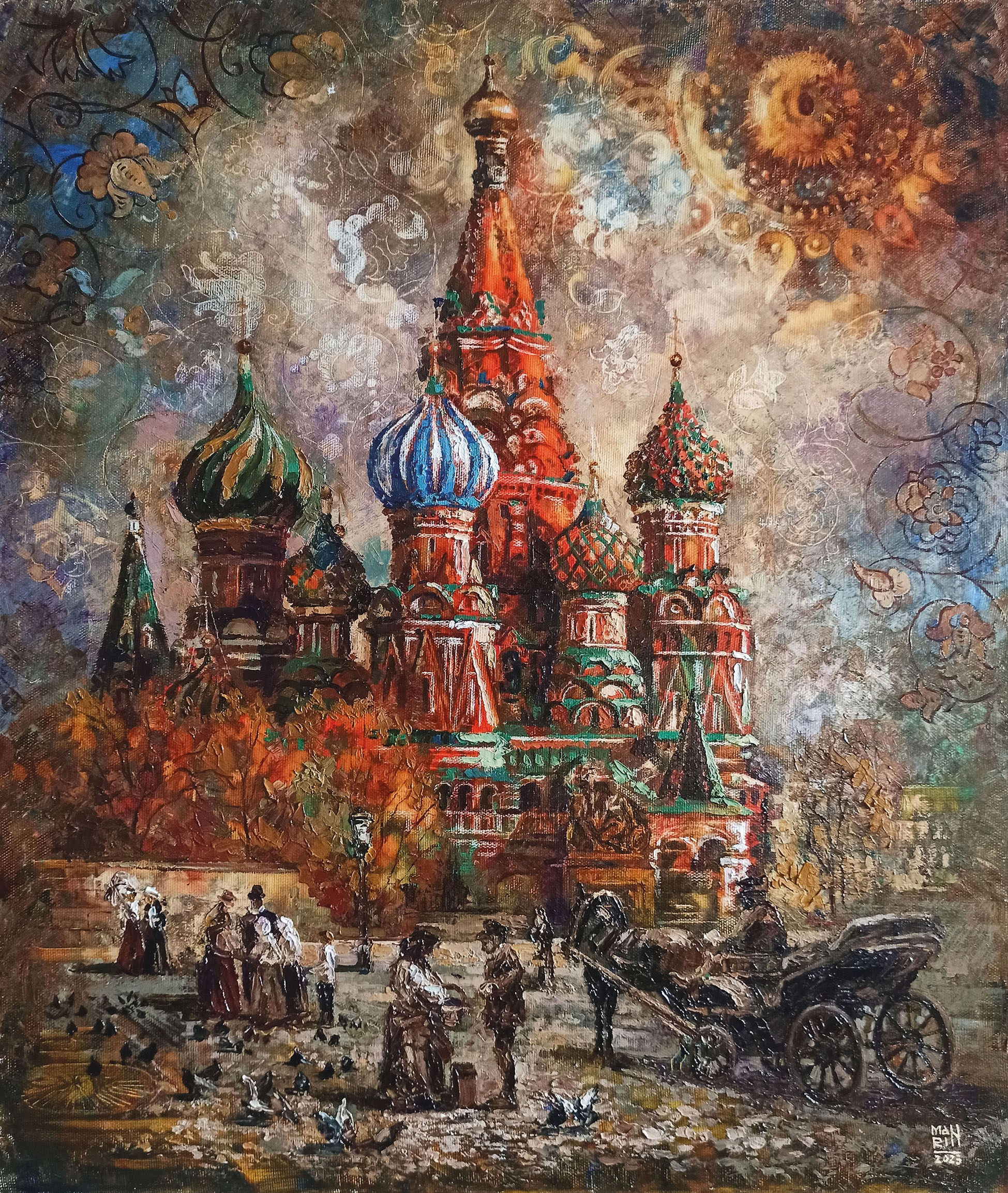 картины, интерьерные картины, картины маслом, масло, природа, живопись, купить картину, картина в подарок, Москва, собор Василия Блаженного, старина, ретро стиль