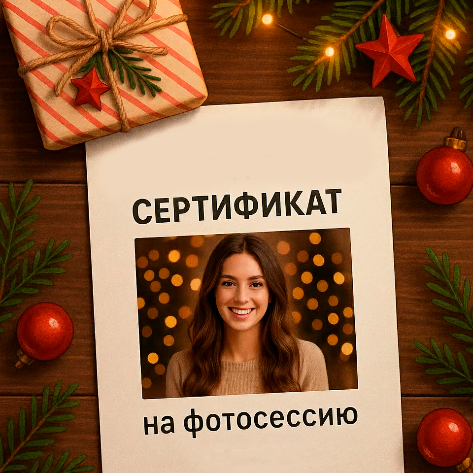 сертификат на подарок, подарочный сертификат на новый год, идея подарка на новый год москва, новогодняя фотосессия москва