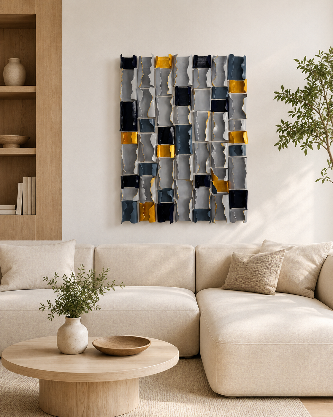 Панно «Ритм. Серый индиго»| 60×80 см | 55.000 руб. Интерьерные картины и фактурные панно на заказ — Дарья Ибрагимова