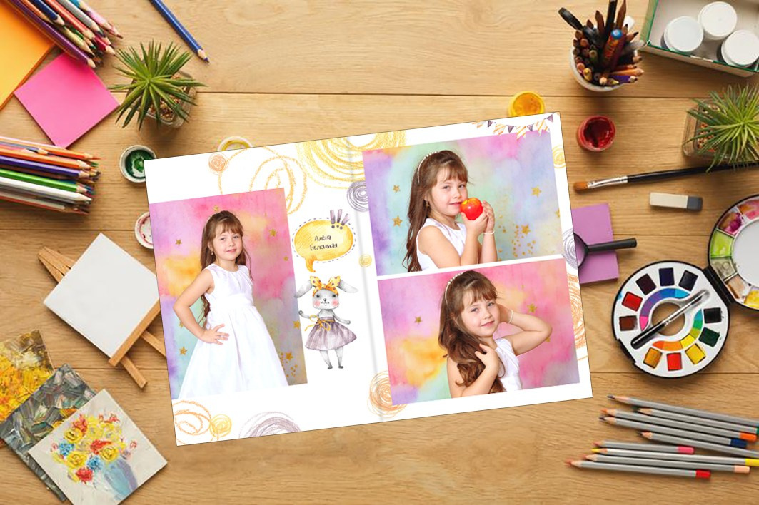 Выпускные альбомы в детский сад  1 разворот супер мини заказать Иваново Ярославле Костроме Владимире. Выпускные альбомы в Иваново в детский сад и школу. Александр и Светлана Янкины