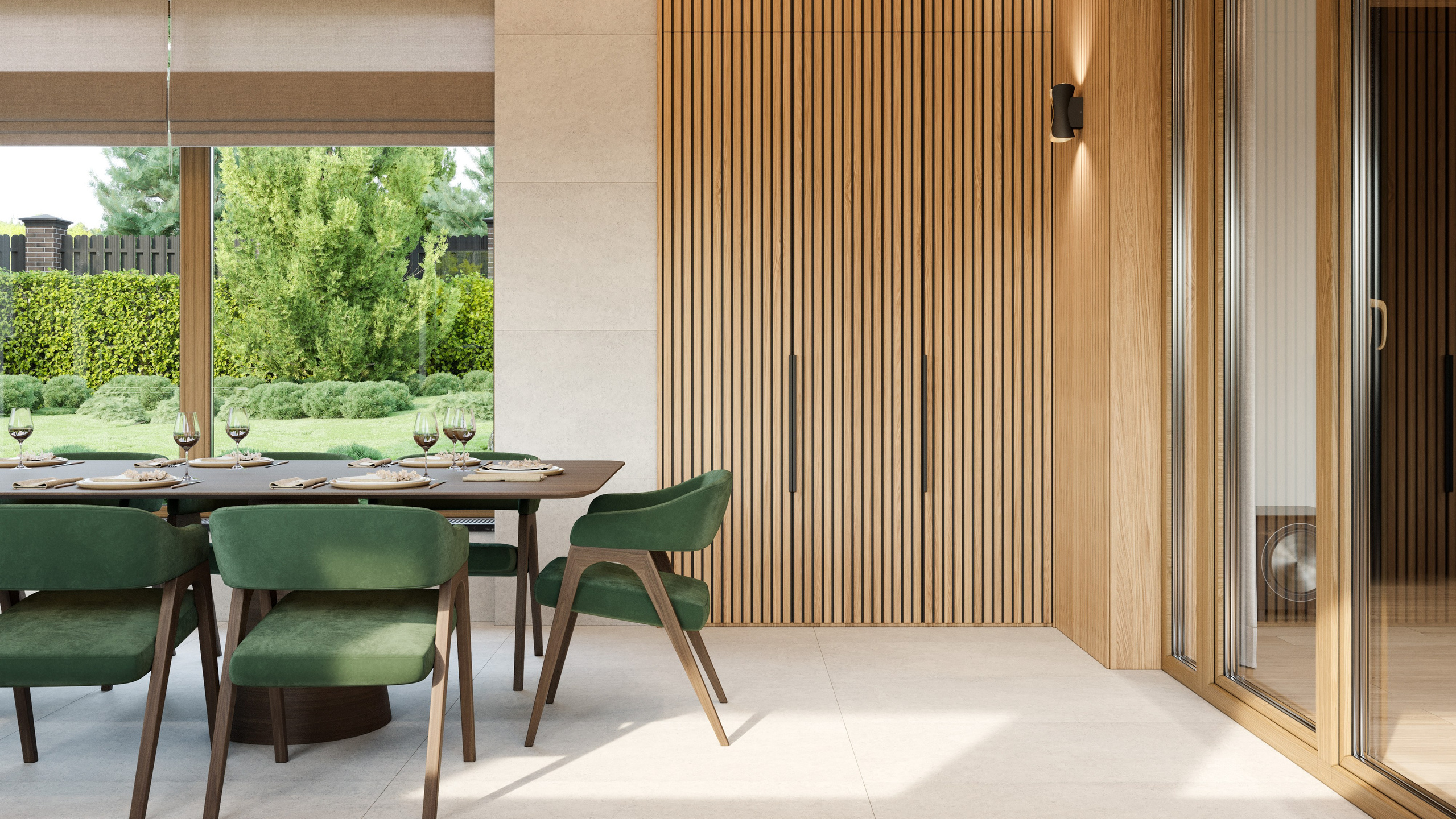 3D Визуализация Кухни-Столовой с Верандой | Загородный Дом. Визуализатор интерьера в Москве | Брагин Кирилл