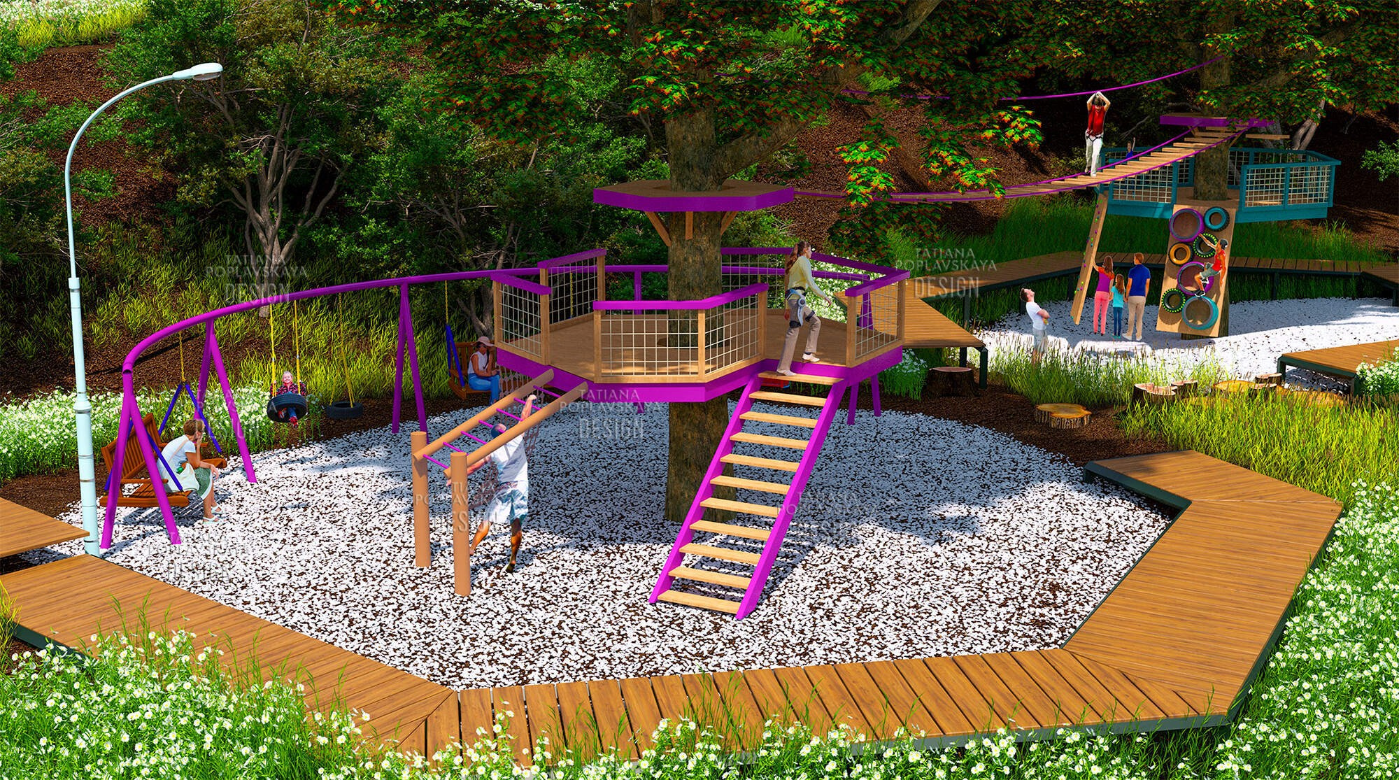 Веревочный парк для парка 80-летия Краснодарского Края на Макаренко. Интерьерный дизайнер в Сочи Поплавская Татьяна. Проектирование интерьеров и организация процесса ремонта
