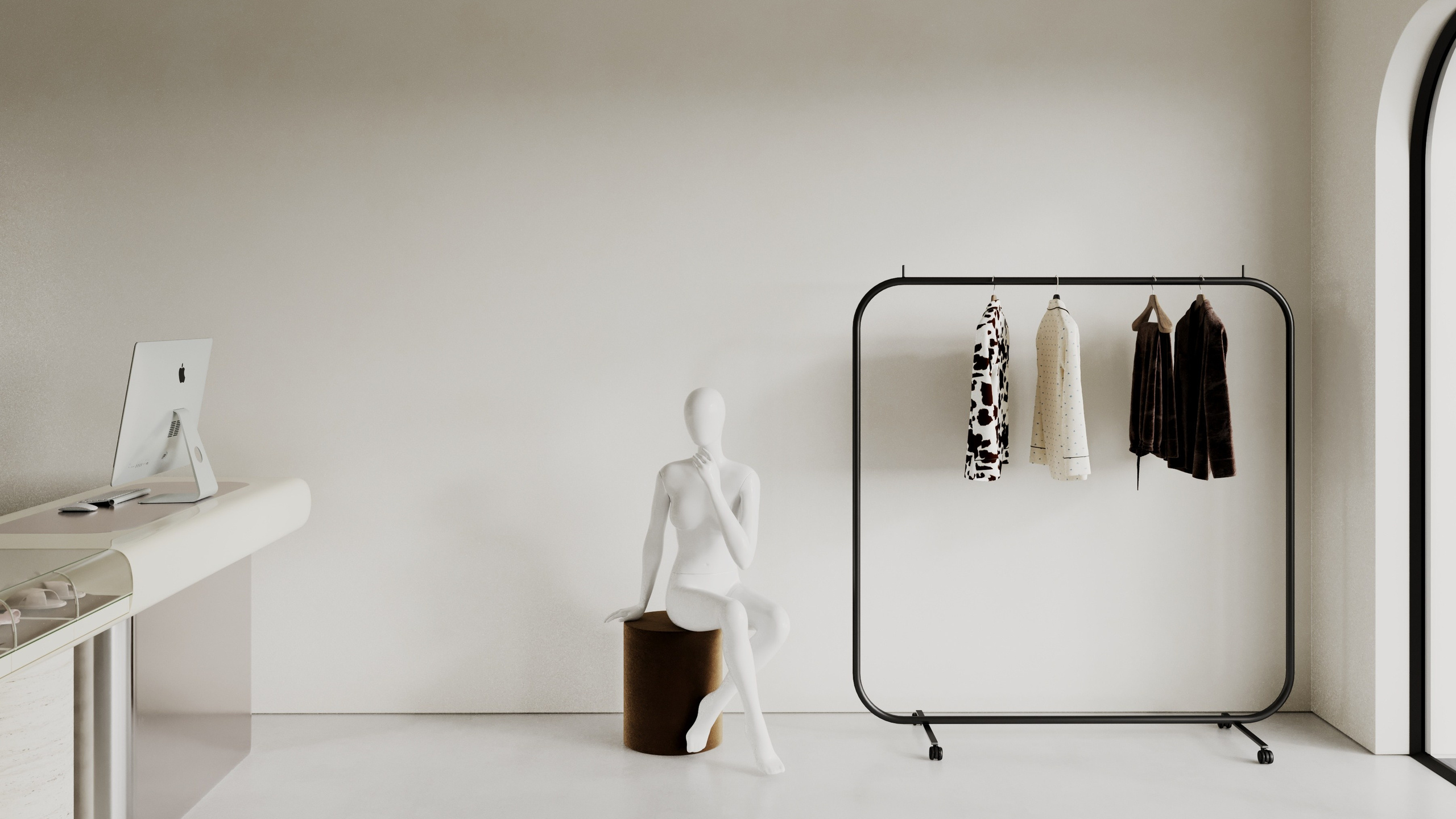 Clothing display area inside the Aruelle pop-up store