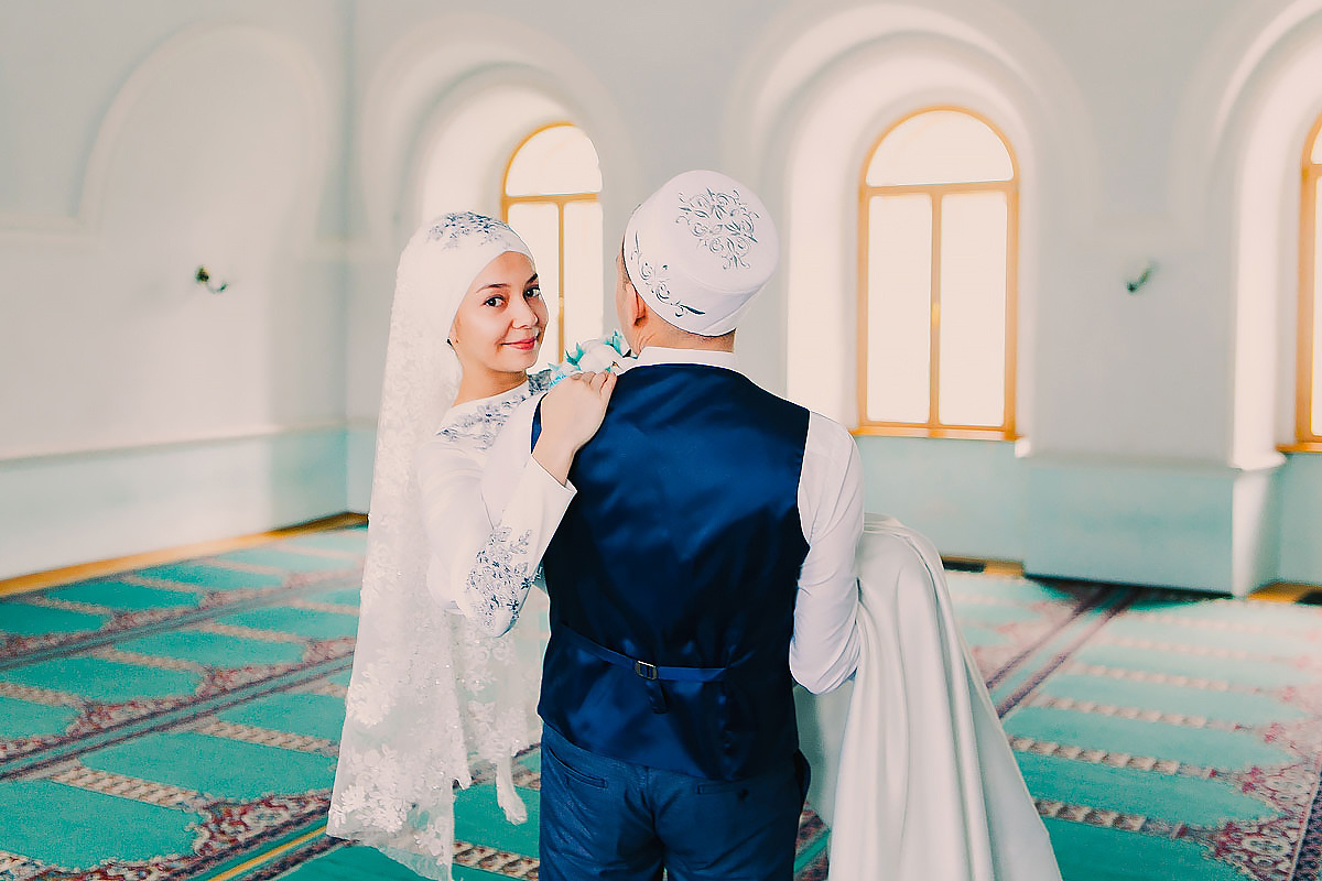 никах в мечети, фотосессия никах, мусульманская свадьба, платье на никах