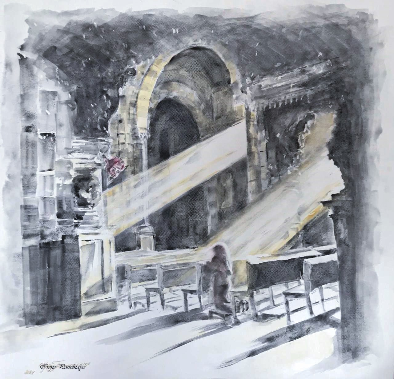 Картина Ирэн Постольной "Дуальность" на выставке в Иране