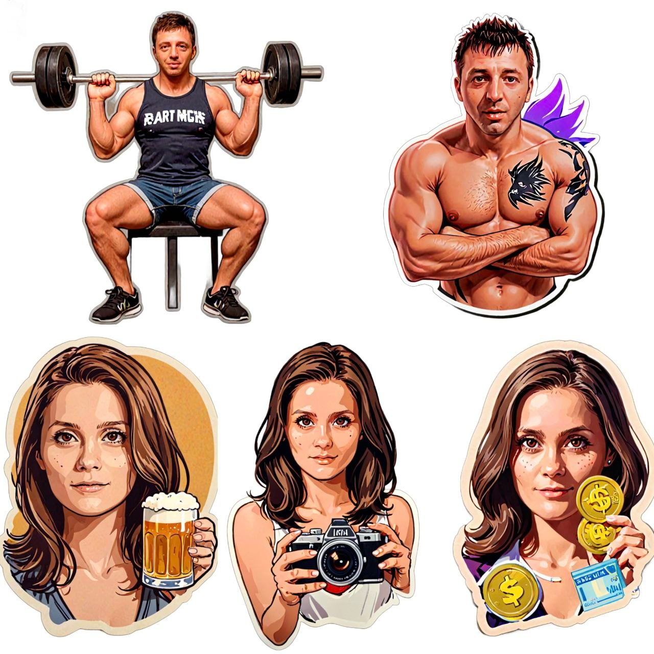 Unique photo-based stickers for social media – Custom sticker sets designed from your photos to enhance your social media presence.