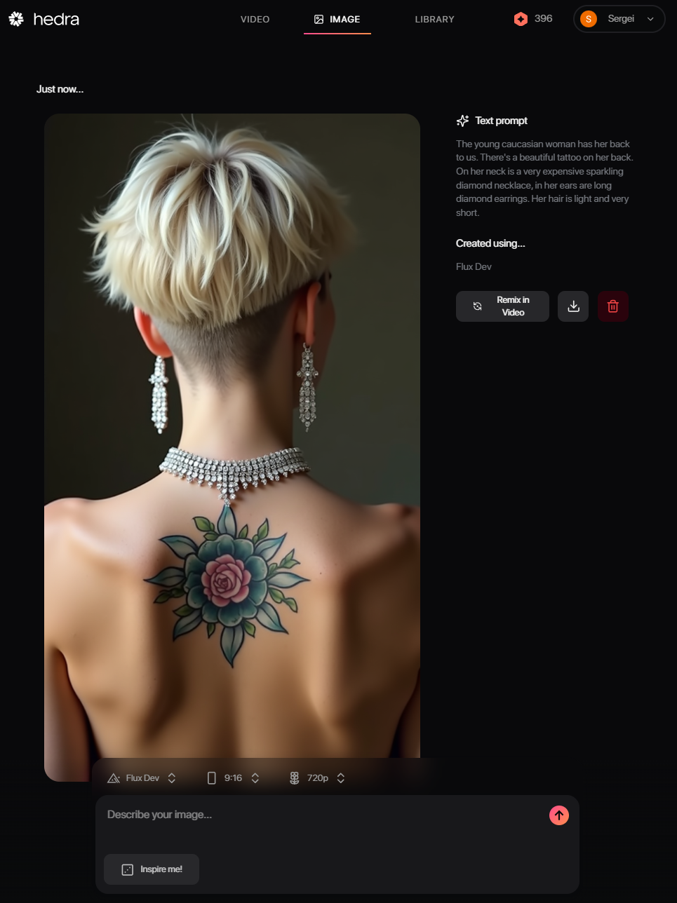 Скриншот интерфейса платформы Hedra, где можно вводить текстовые запросы для генерации изображений