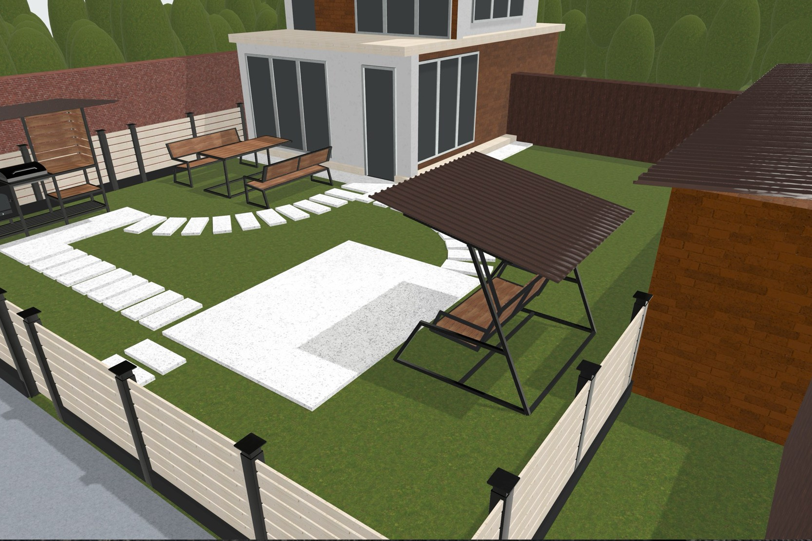 Мангал, банный чан, беседка