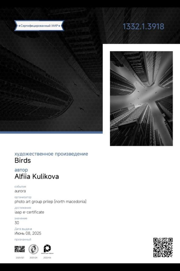 Награды в конкурсах. Kulikova Alfiia