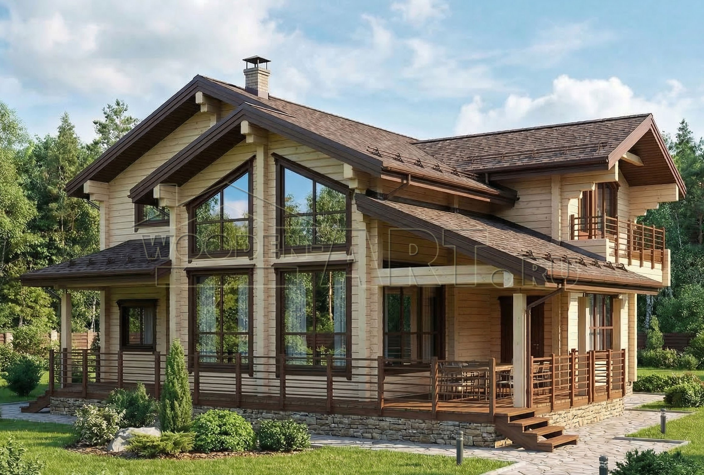 «Поляна» 288 кв. м. Проекты деревянных домов. Архитектор Ольга Мальцева