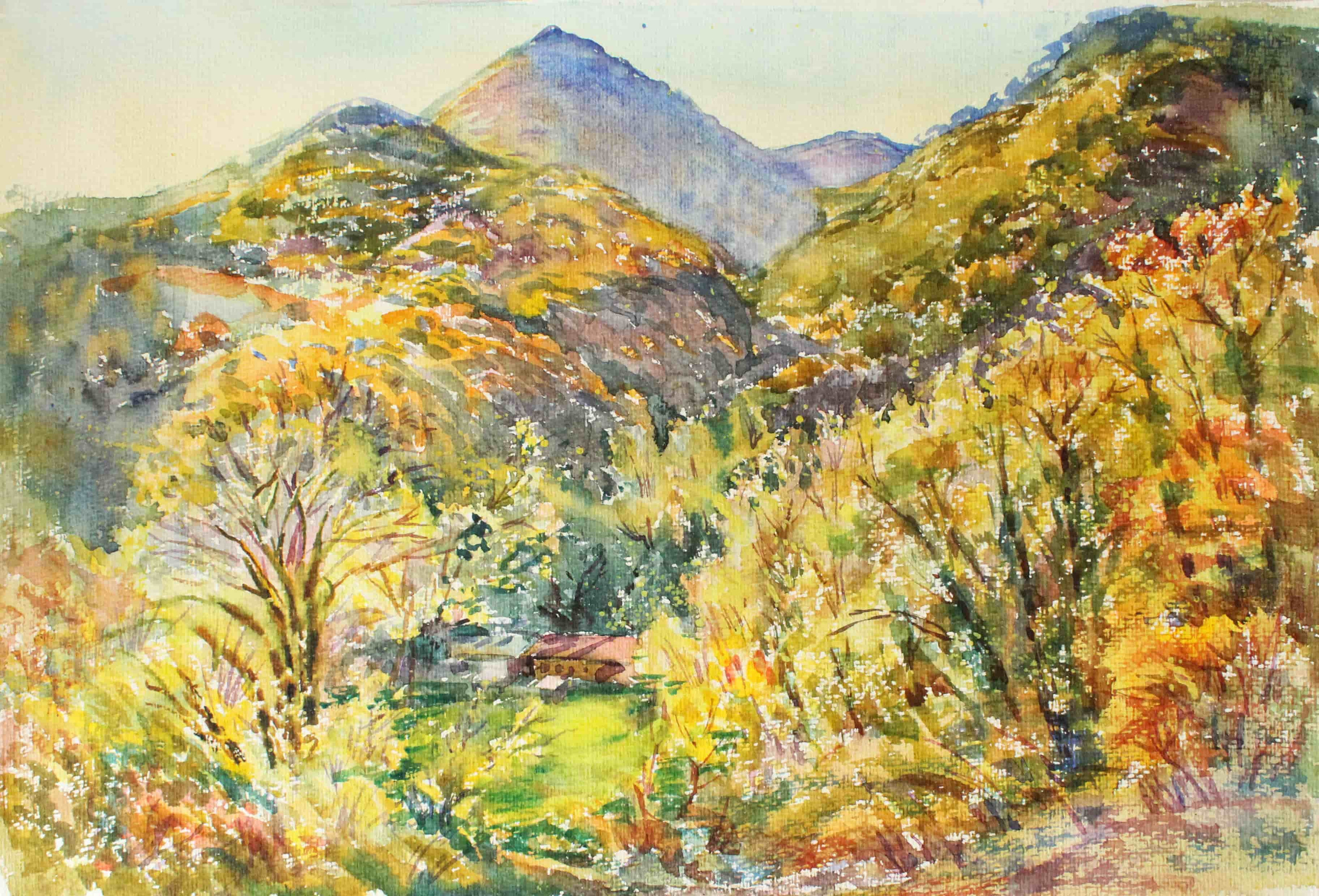 «Осенний пейзаж в окрестностях Сочи». Свет акварели Галины Поплавской