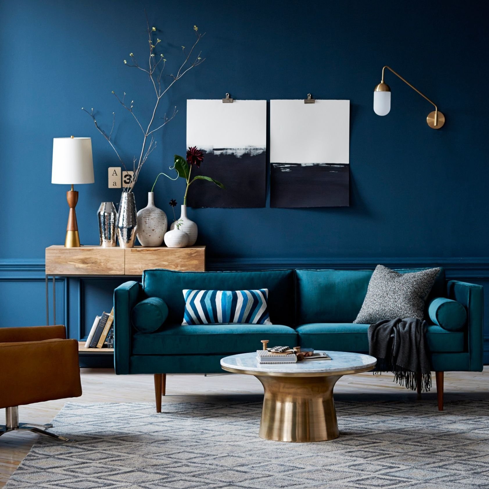 Голубой интерьер. Цветокоррекция 