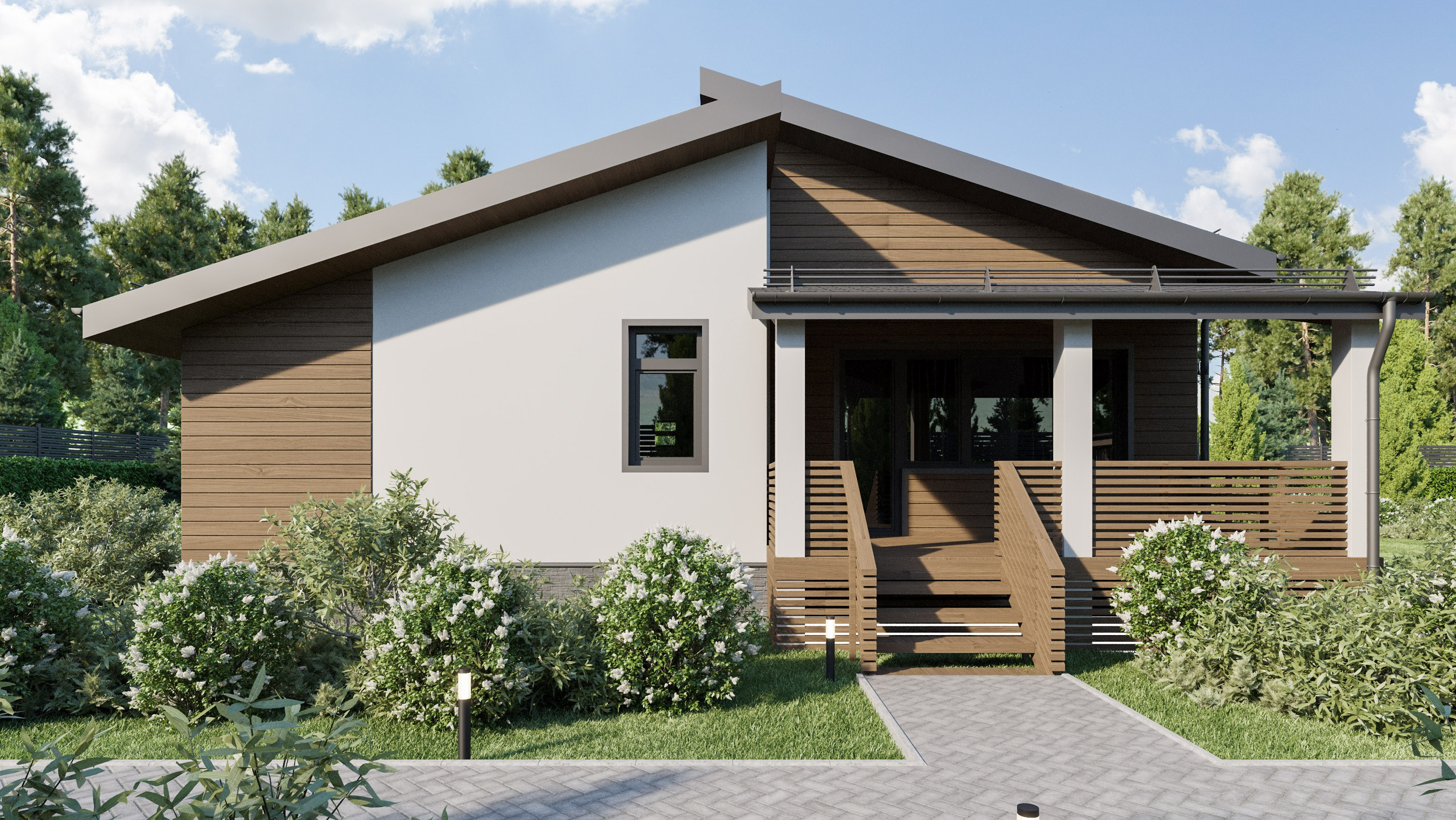 3D Визуализация Небольшого Дома с Фасадом из дерева| Экстерьер. Визуализатор интерьера в Москве | Брагин Кирилл